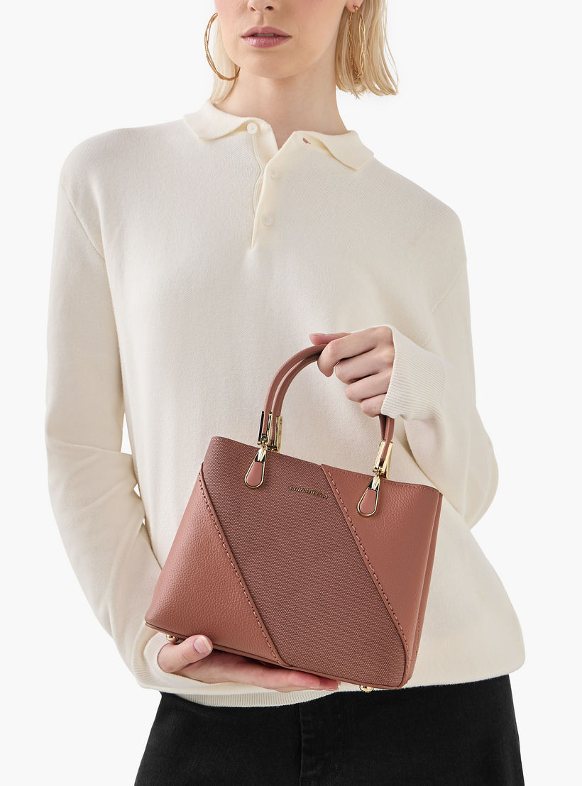 Chrisbella Textured Tote Bag with Detachable Strap and Wallet-women-bagsandwallets-handbags-image-2