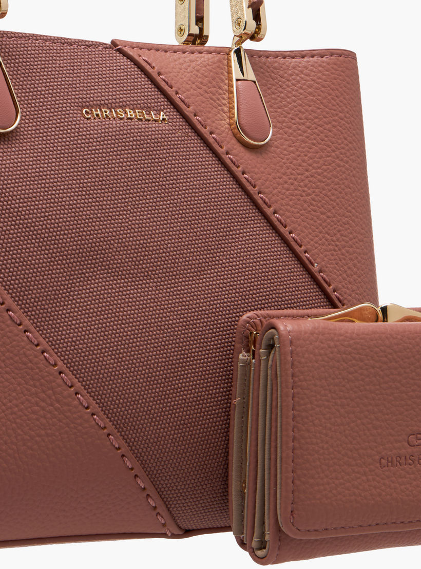 Chrisbella Textured Tote Bag with Detachable Strap and Wallet-women-bagsandwallets-handbags-image-5