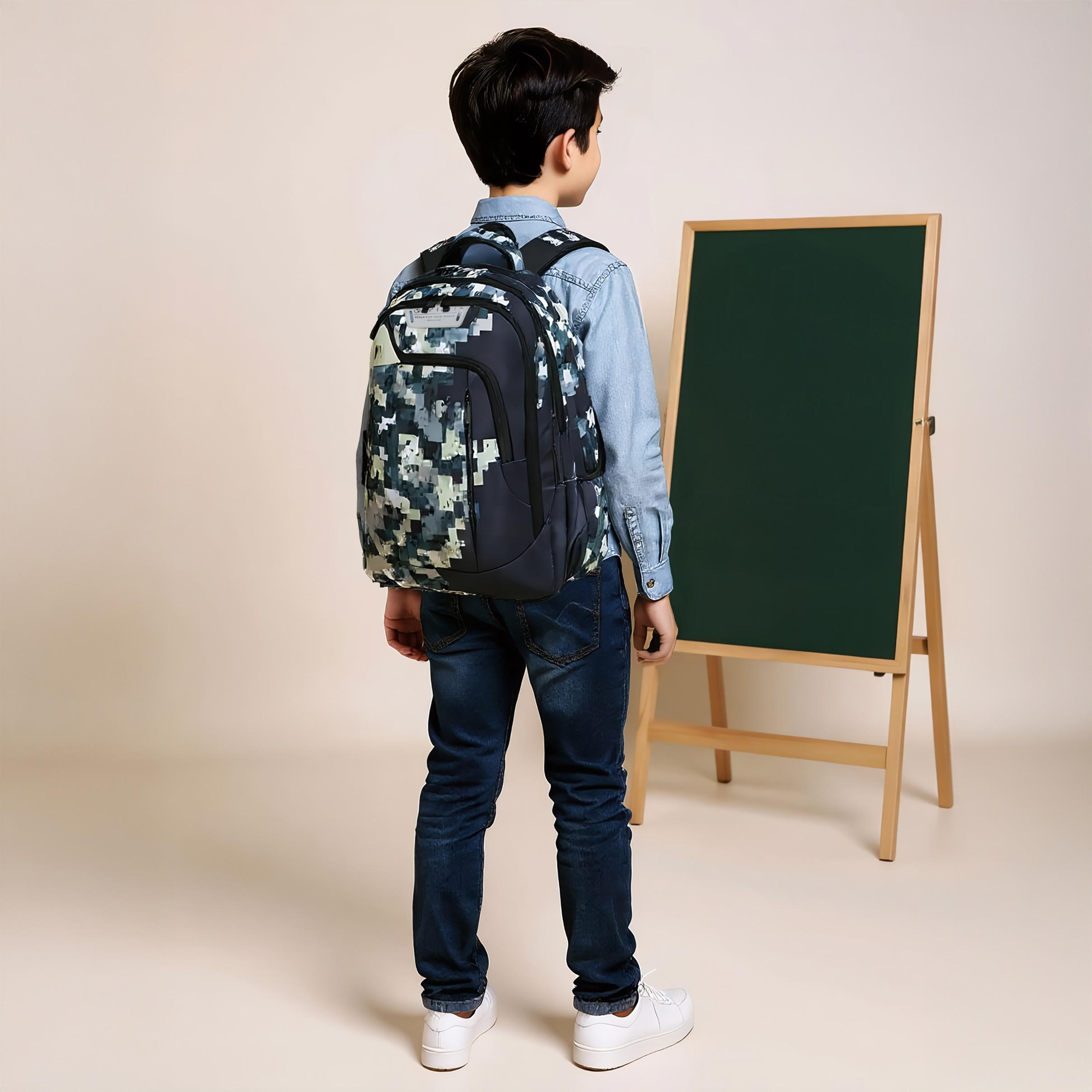 Spirit Pixel Print 18.5-inch Backpack with Adjustable Straps and Zip Closure - 47x33x15 cms-school-bagsandbackpacks-backpacks-image-3