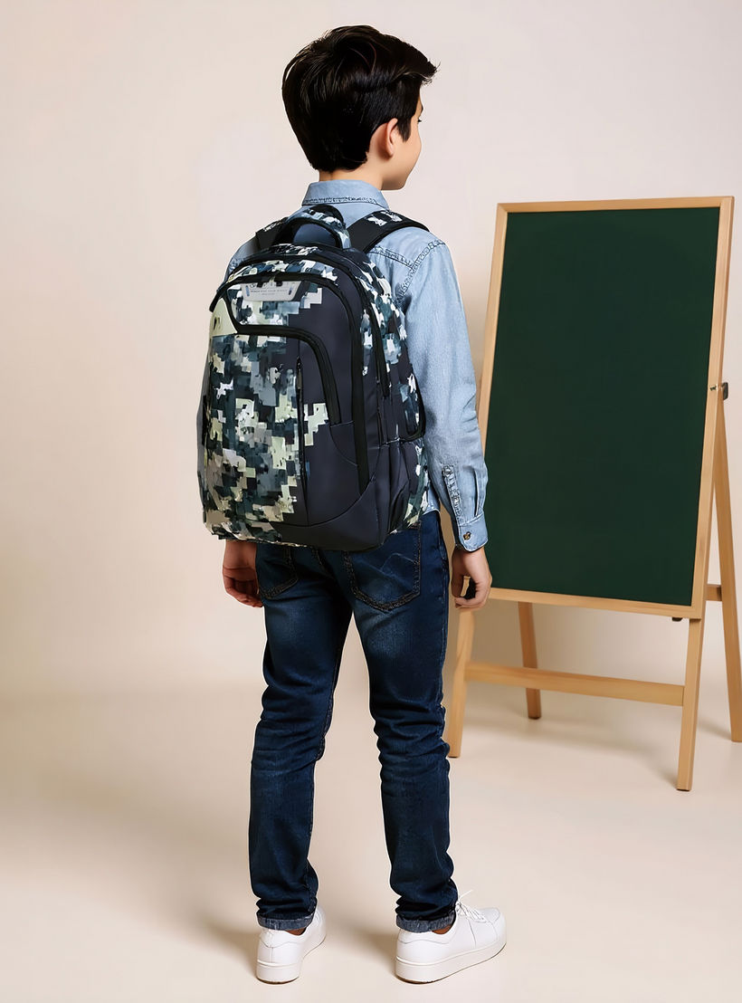 Spirit Pixel Print 18.5-inch Backpack with Adjustable Straps and Zip Closure - 47x33x15 cms-school-bagsandbackpacks-backpacks-image-3