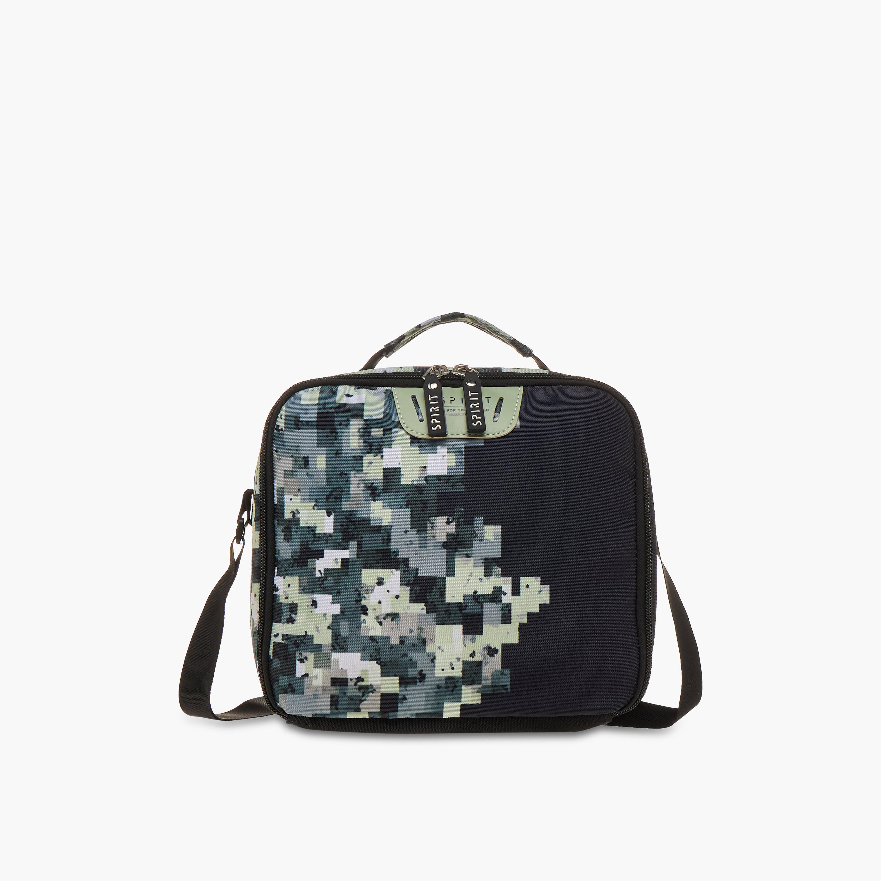 Spirit Pixel Print Lunch Bag with Adjustable Strap and Zip Closure-school-lunchessentials-lunchbags-image-1