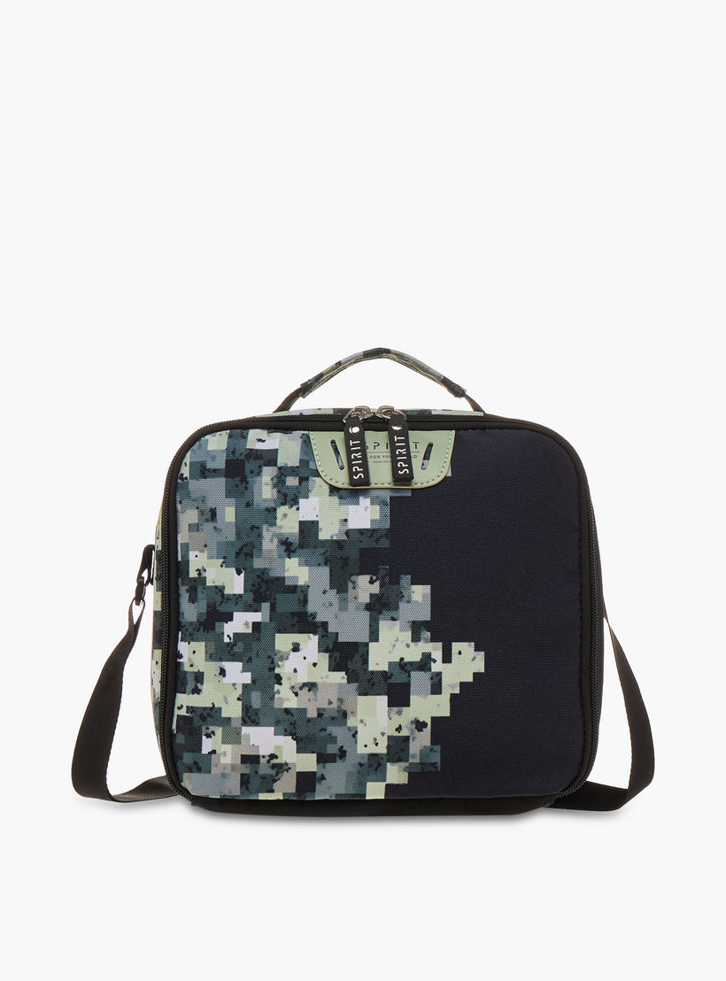 Spirit Pixel Print Lunch Bag with Adjustable Strap and Zip Closure-school-lunchessentials-lunchbags-image-1