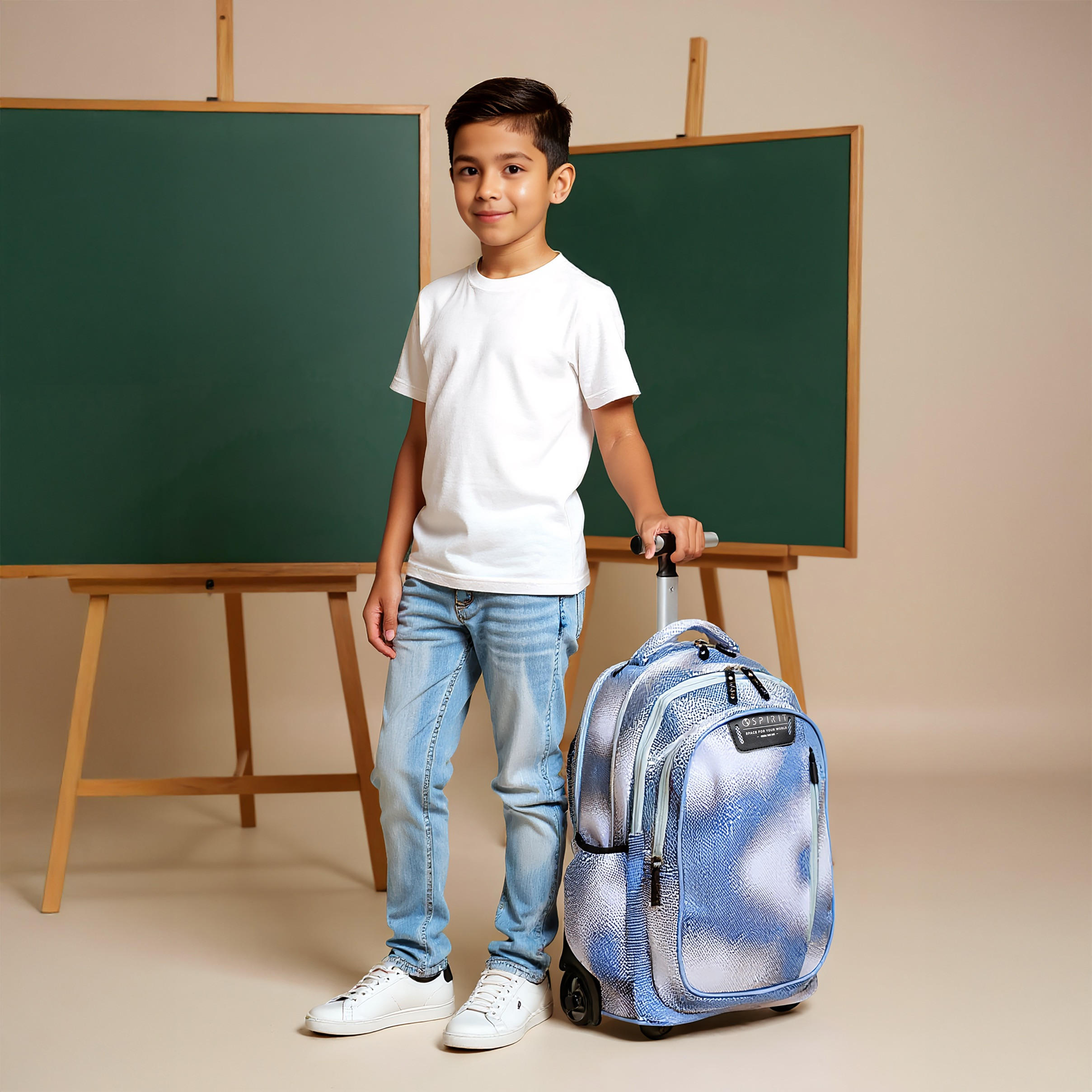 Spirit Striped Trolley Bag for Boys 8-13 Years with Retractable Handle -school-bagsandbackpacks-trolleybags-image-2