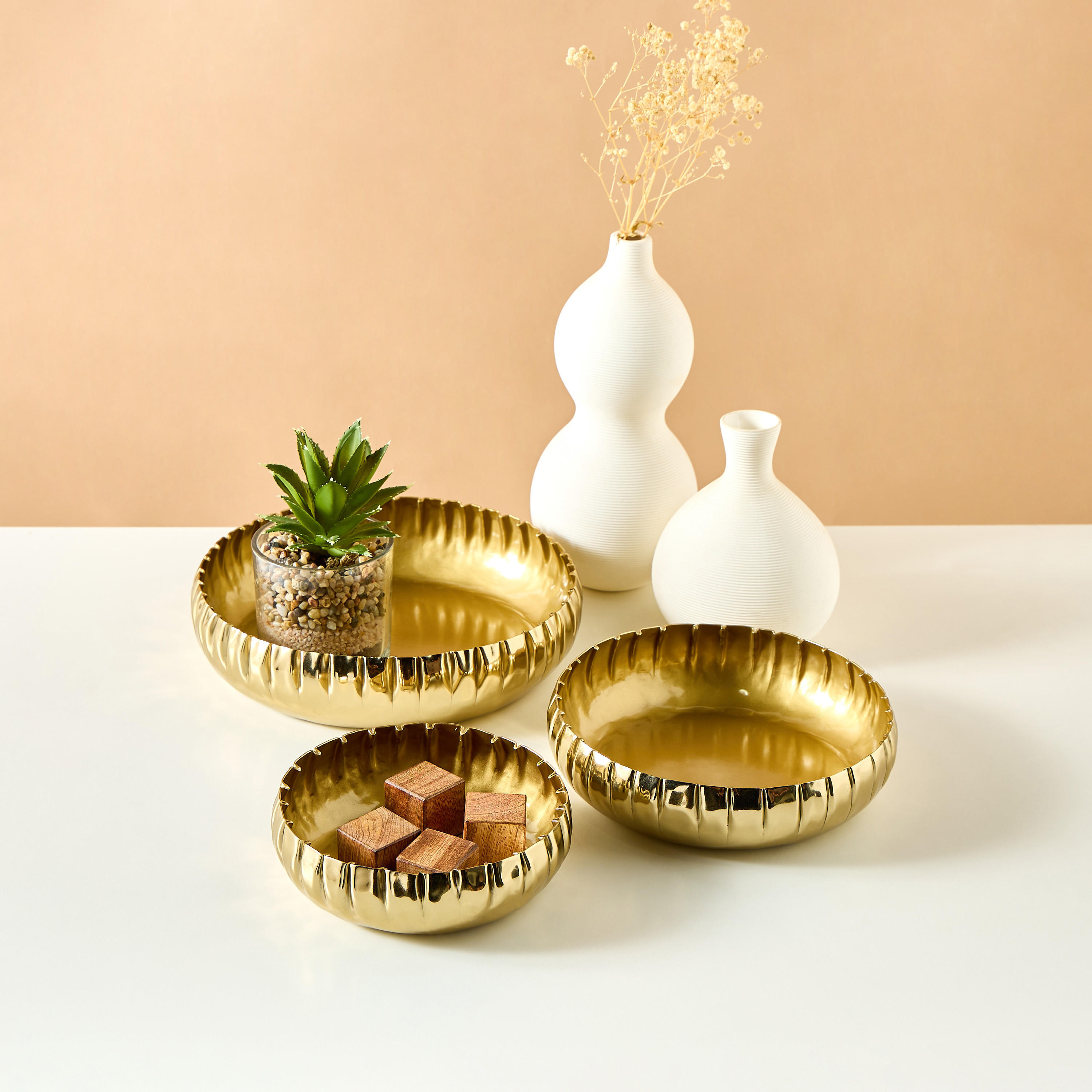 Decorative Metallic Bowl - Set of 3-household-decor-vasesandbowls-image-1