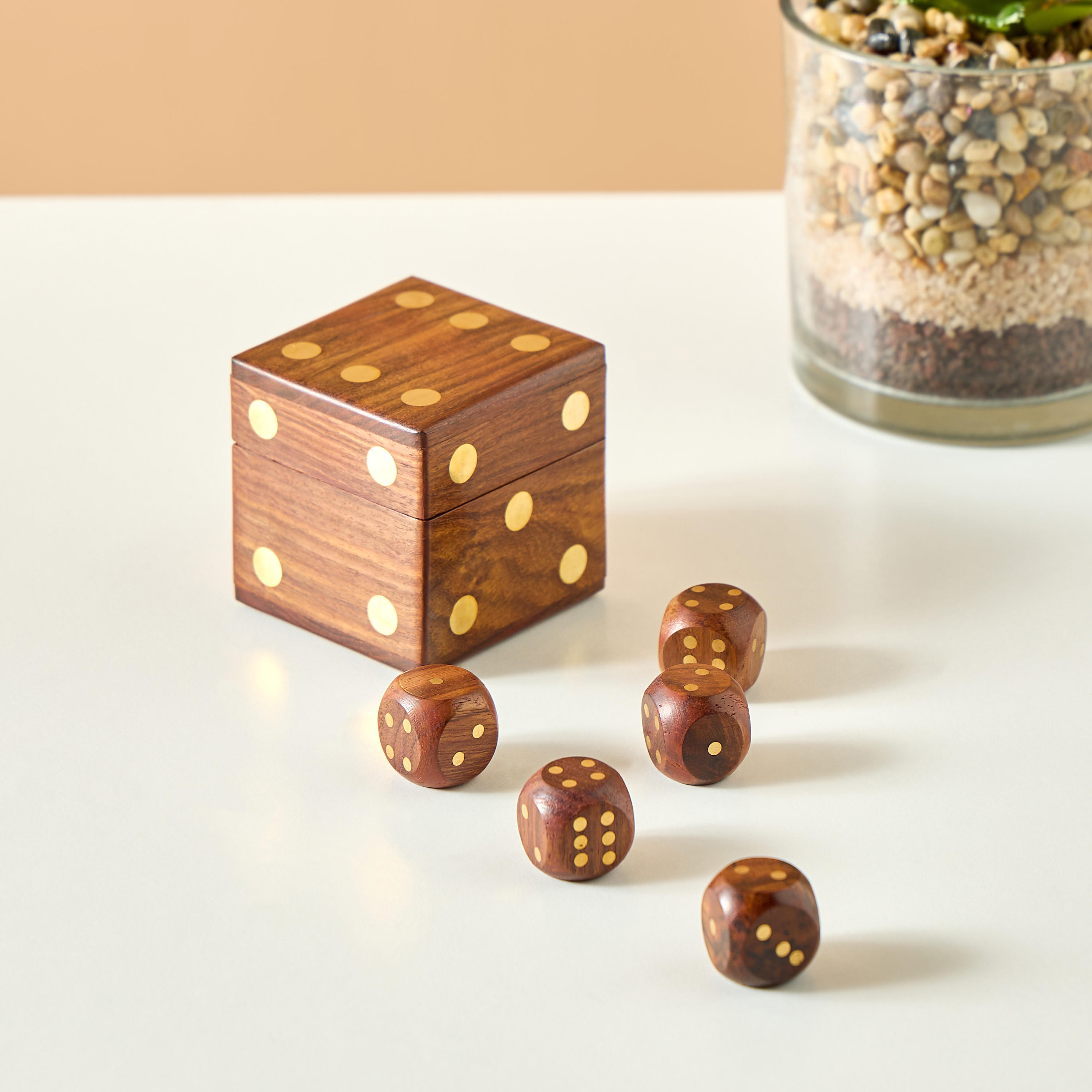 Decorative Wooden Dice Box - 7x7 cms-household-decor-decorativeobjectsandsculptures-image-1