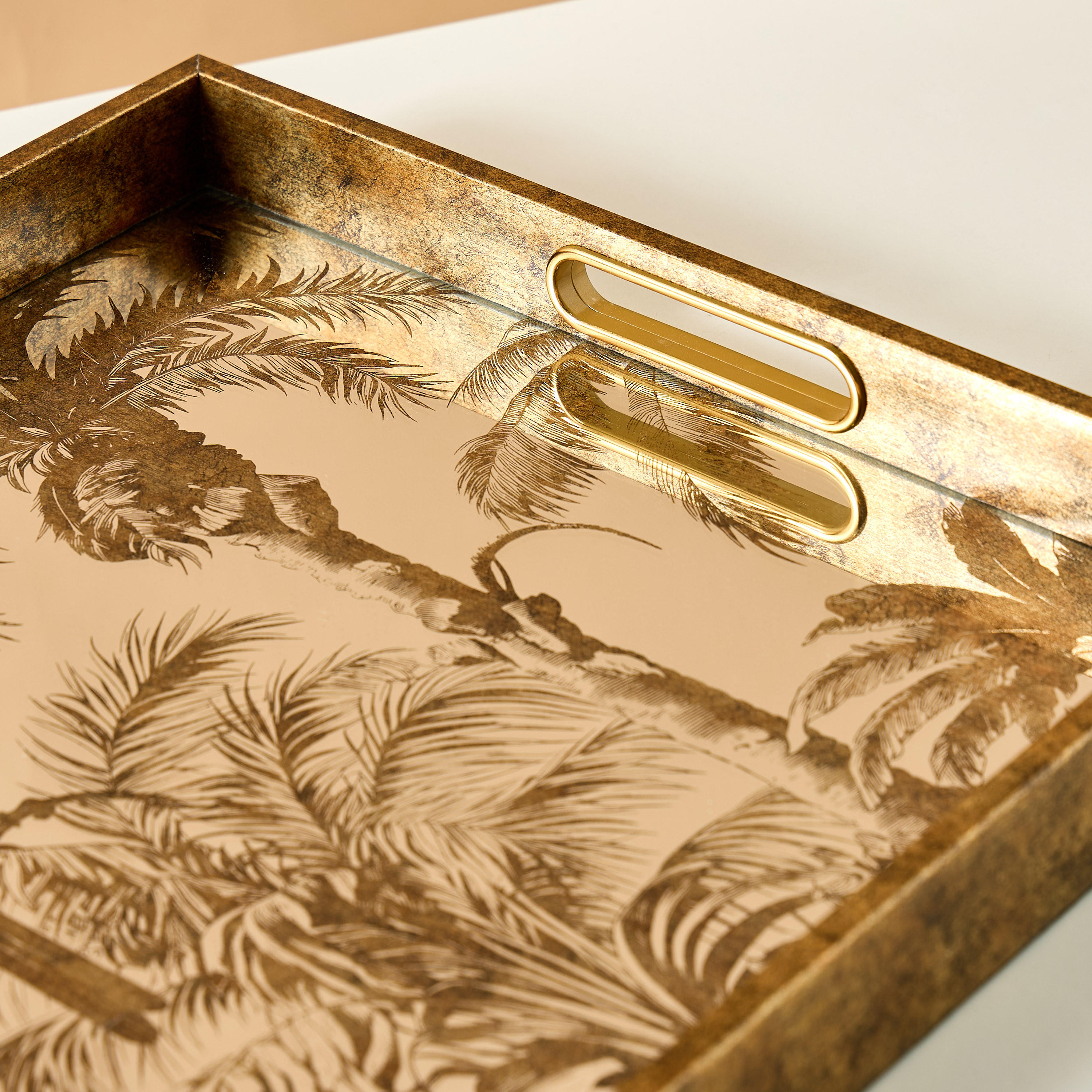 Decorative Glass Tray with Cutout Handles - 37x4 cms-household-decor-boxesandtrays-image-3