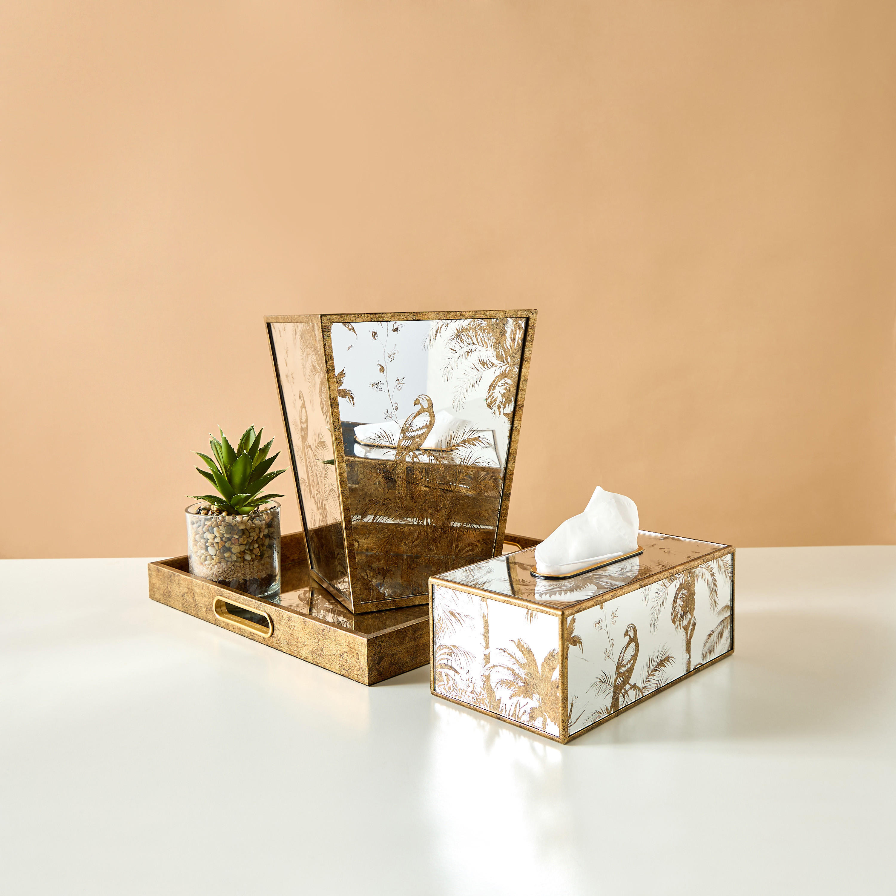 Decorative Glass Tray with Cutout Handles - 37x4 cms-household-decor-boxesandtrays-image-4
