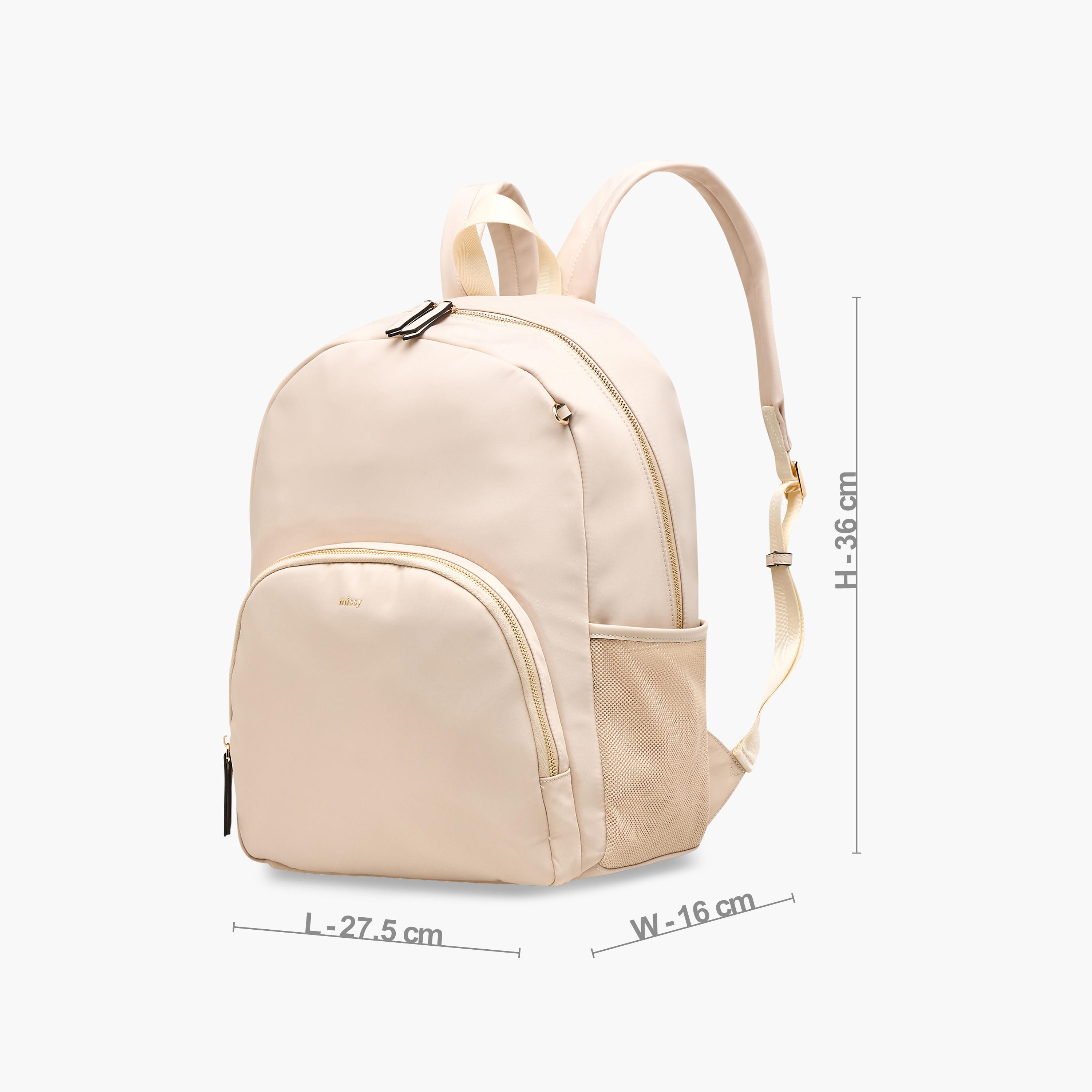 Missy Solid Backpack with Adjustable Straps and Detachable Pencil Pouch - 28x16x36 cm-women-bagsandwallets-backpacks-image-2