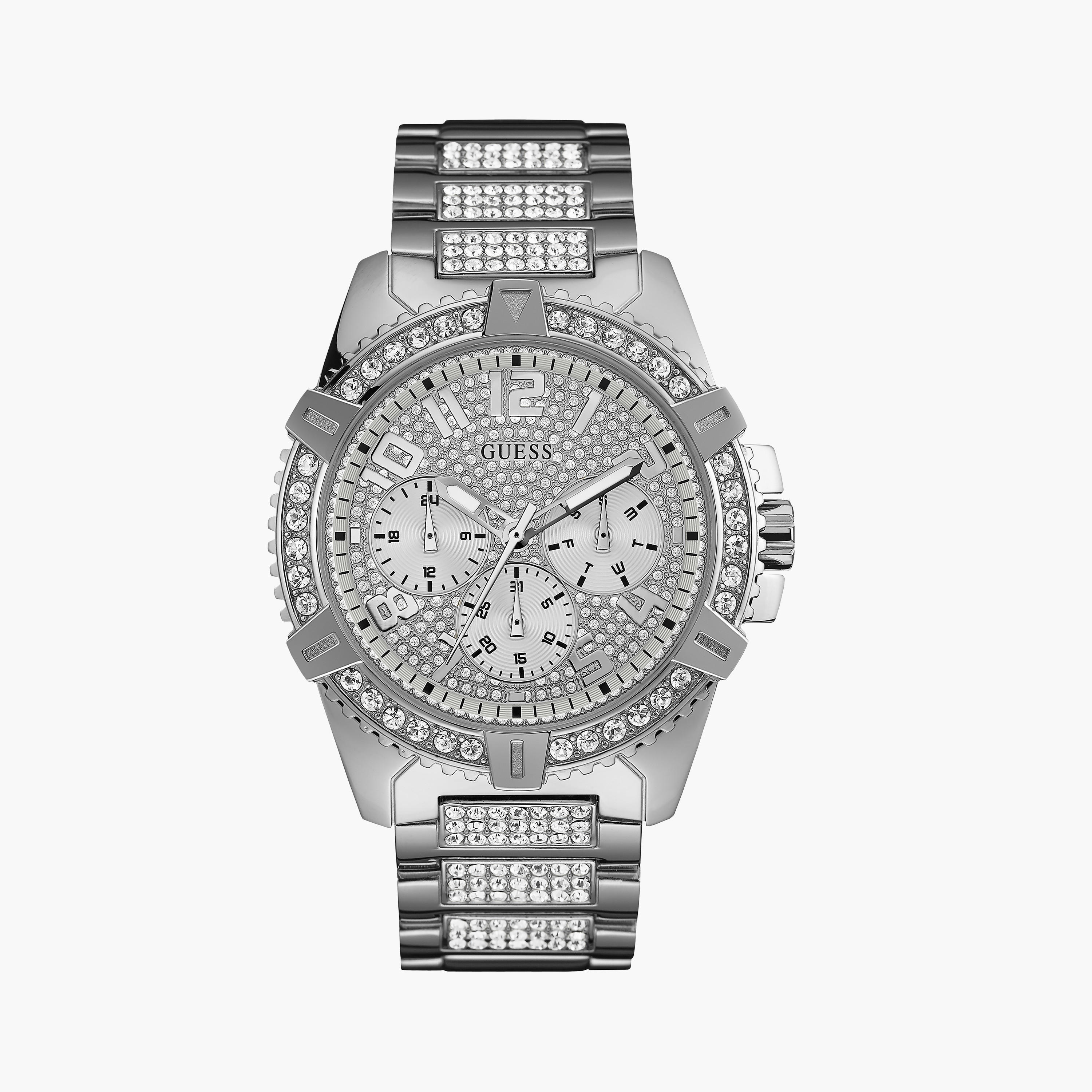 Guess Men's 48 MM Silver Chronograph Stainless Steel Watch W0799G1-men-watchesandjewellery-watches-image-1