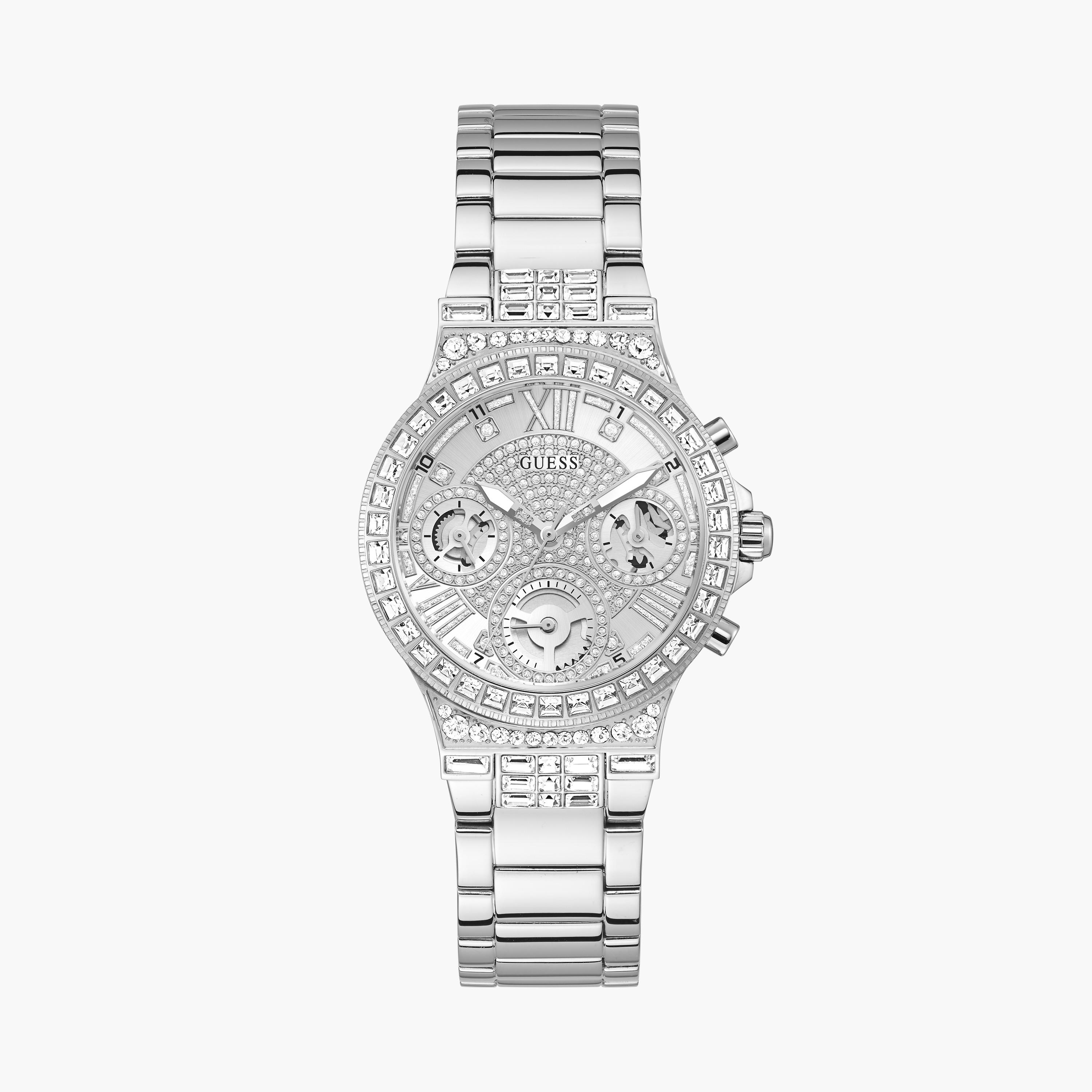 Guess Women's 36 MM Silver Chronograph Stainless Steel Watch GW0320L1-women-watchesandjewellery-watches-image-1