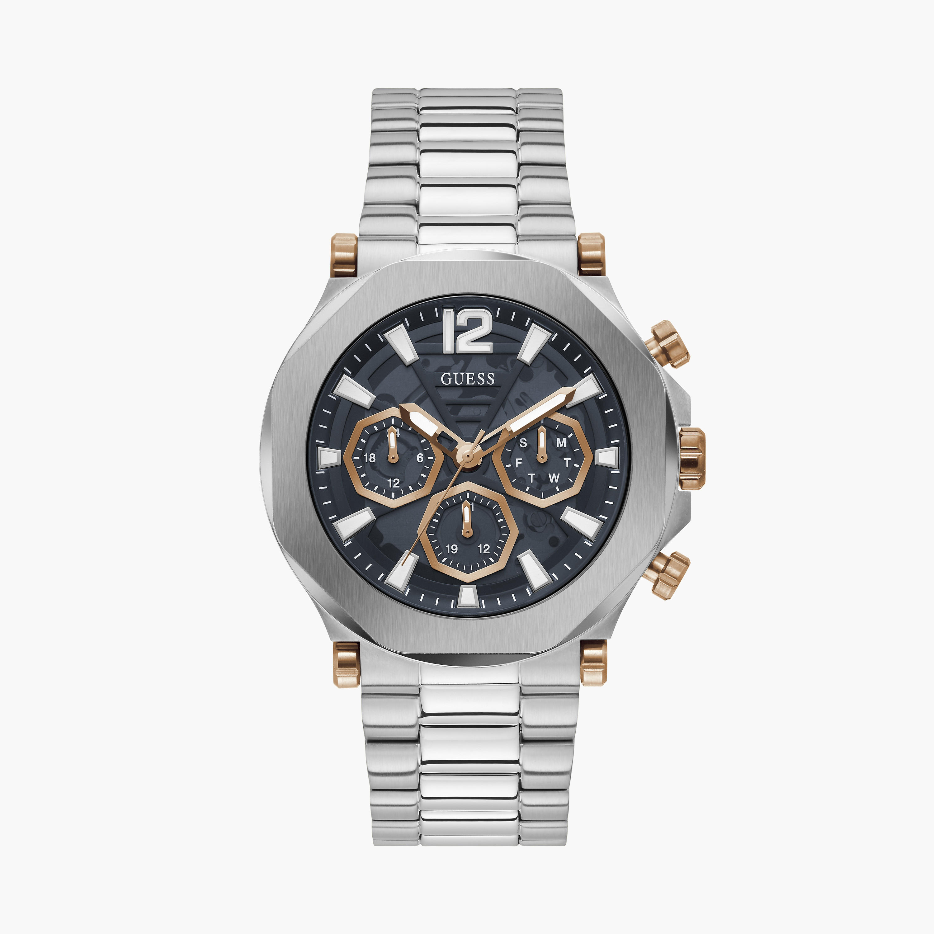 Guess Men's 46 MM Silver Chronograph Stainless Steel Watch GW0539G1-men-watchesandjewellery-watches-image-1