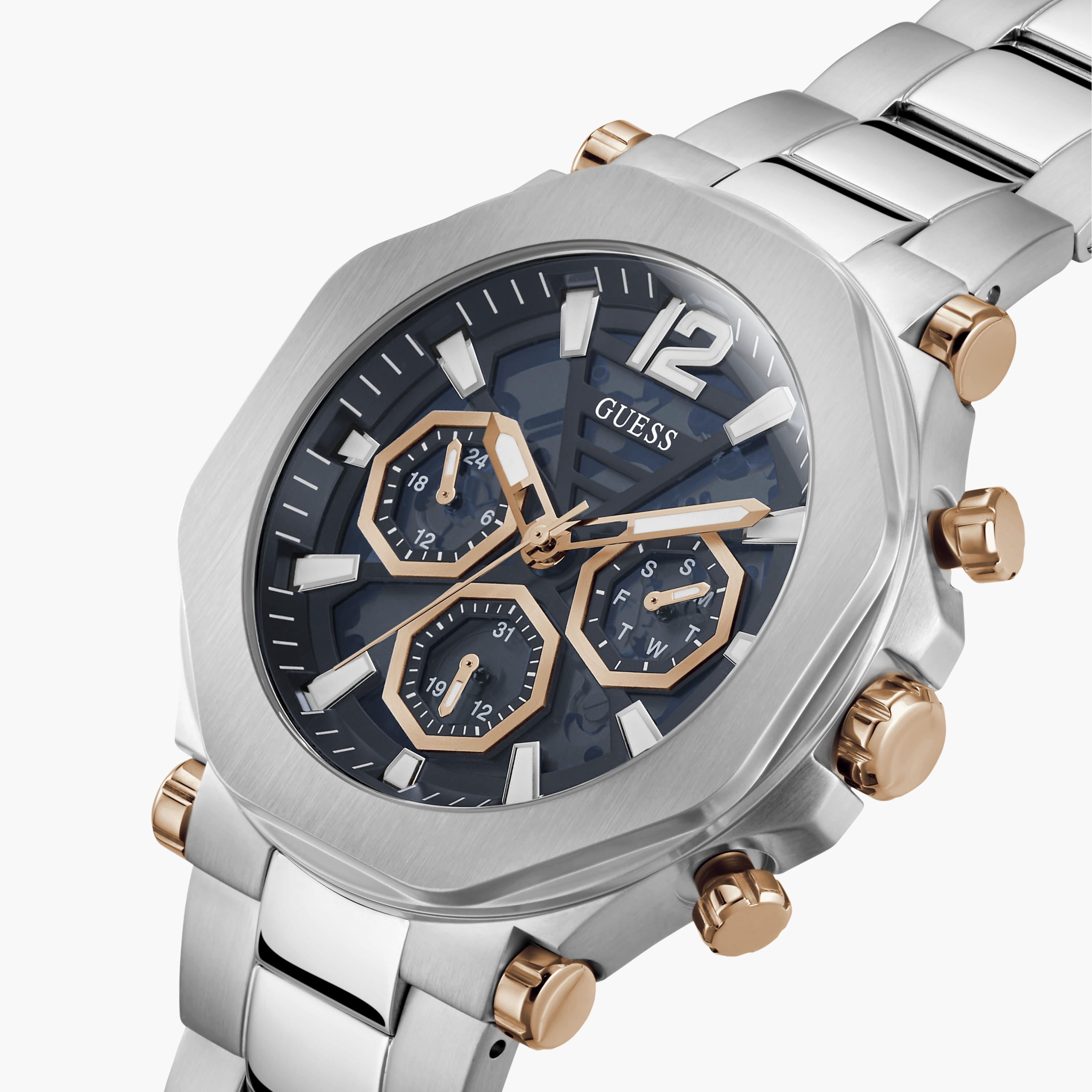 Guess Men's 46 MM Silver Chronograph Stainless Steel Watch GW0539G1-men-watchesandjewellery-watches-image-4