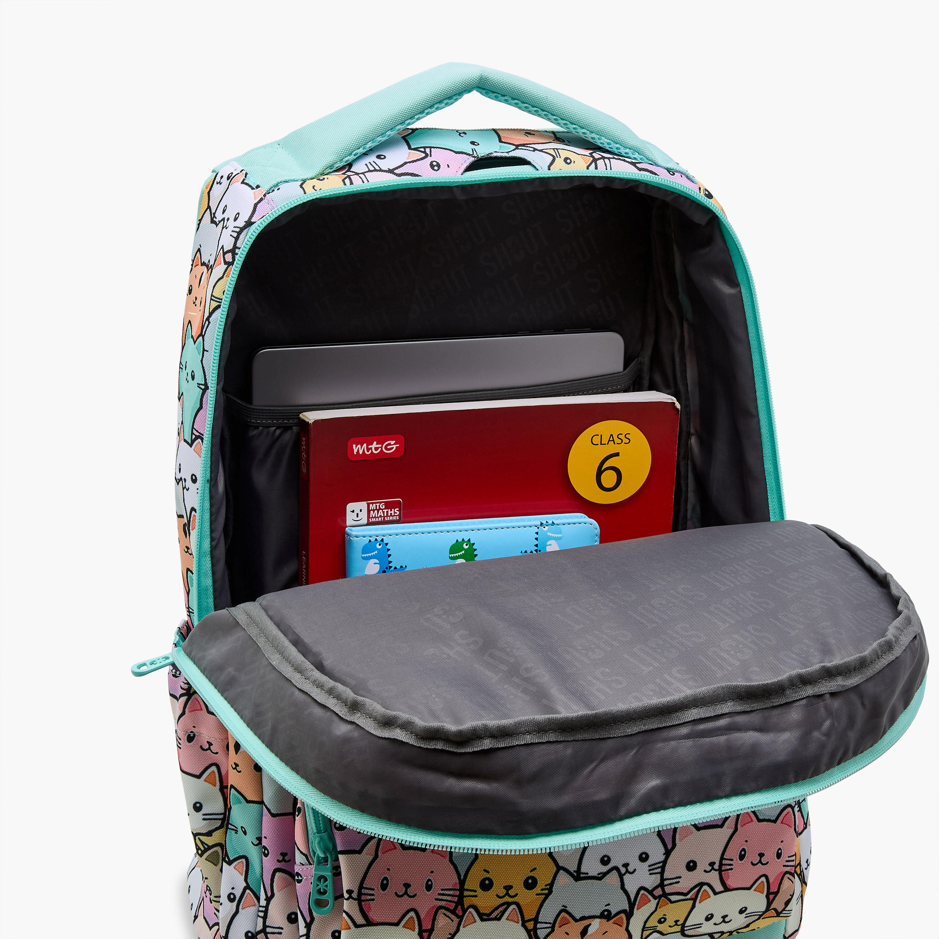SHOUT Cat Print 3-Compartment Backpack with Adjustable Straps and Zip Closure - 32x20x45 cms-school-bagsandbackpacks-backpacks-image-12