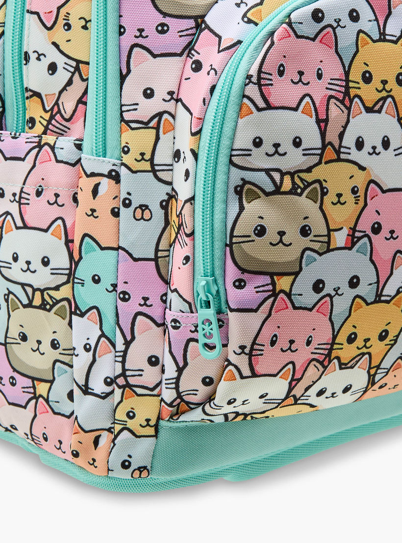 SHOUT Cat Print 3-Compartment Backpack with Adjustable Straps and Zip Closure - 32x20x45 cms-school-bagsandbackpacks-backpacks-image-9