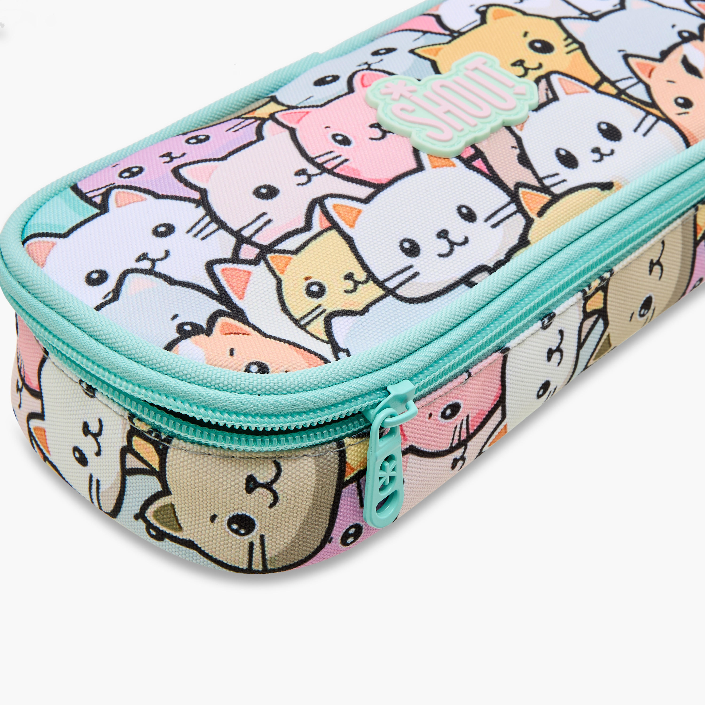SHOUT Cat Print Pencil Case with Zip Closure-school-stationery-pencilcases-image-4