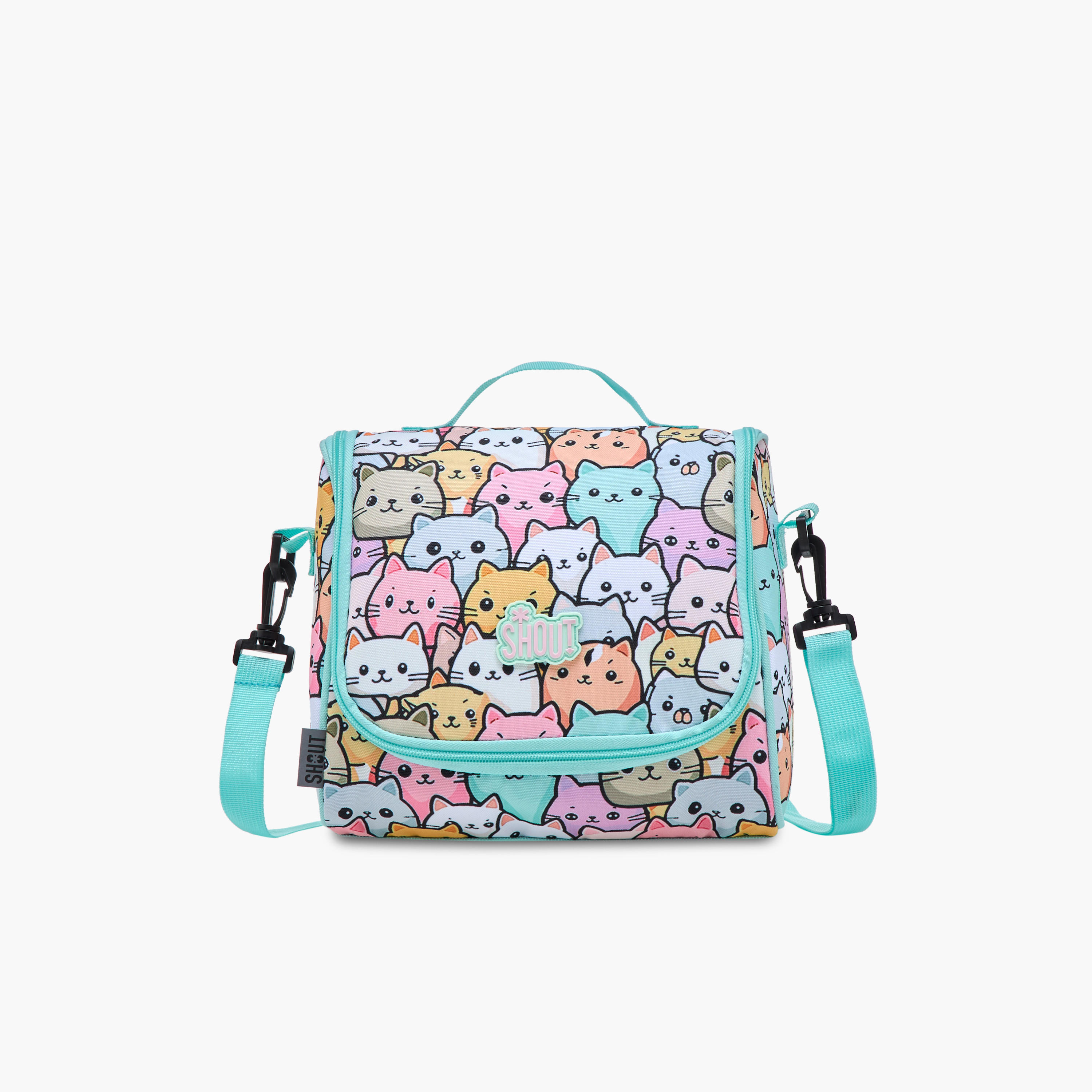 SHOUT Cat Print Lunch Bag with Adjustable Strap and Zip Closure-school-lunchessentials-lunchbags-image-1
