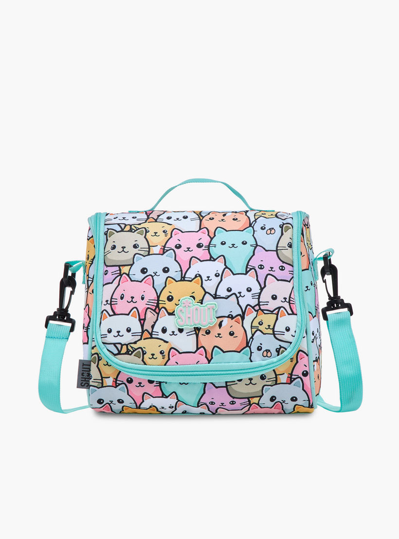 SHOUT Cat Print Lunch Bag with Adjustable Strap and Zip Closure-school-lunchessentials-lunchbags-image-1