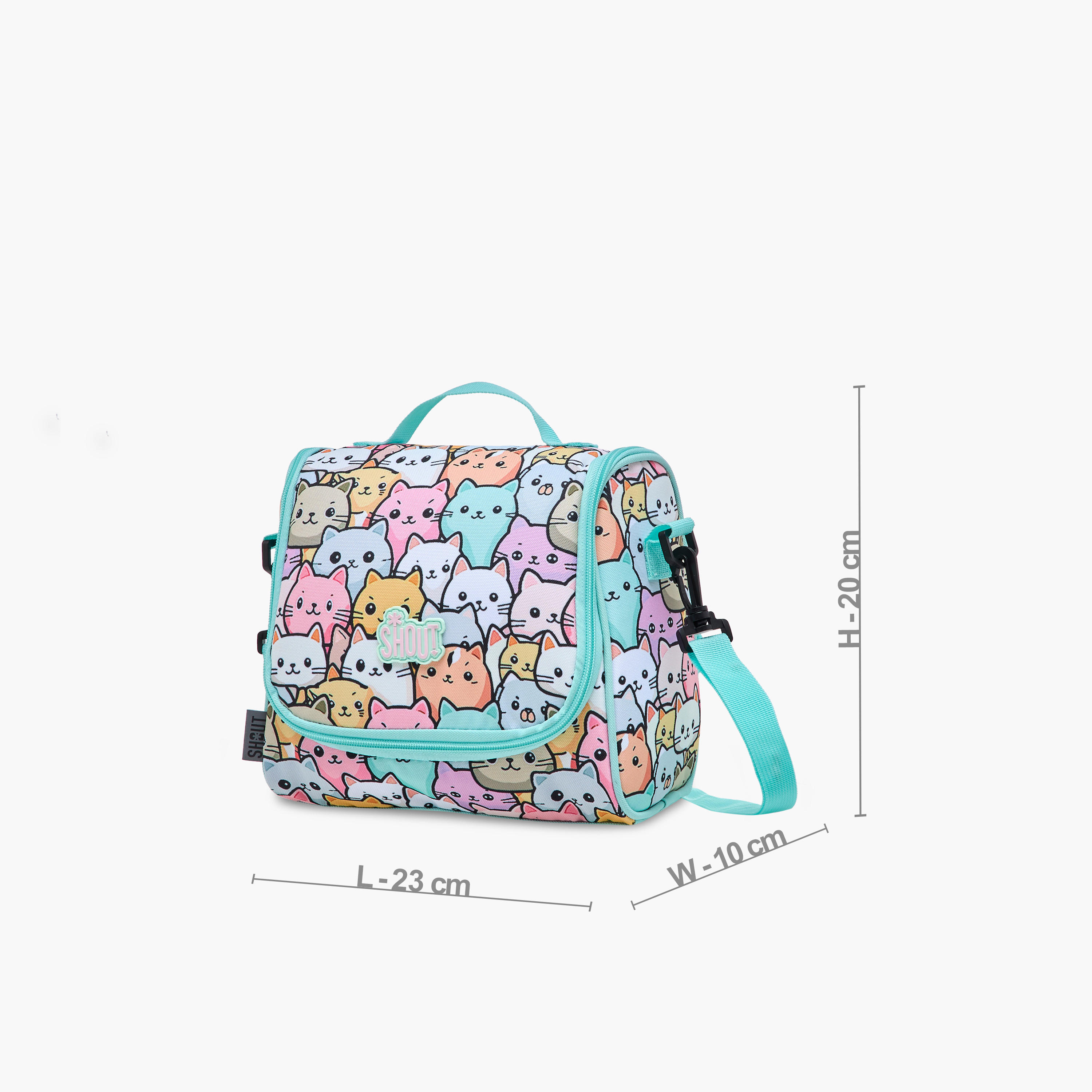 SHOUT Cat Print Lunch Bag with Adjustable Strap and Zip Closure-school-lunchessentials-lunchbags-image-2