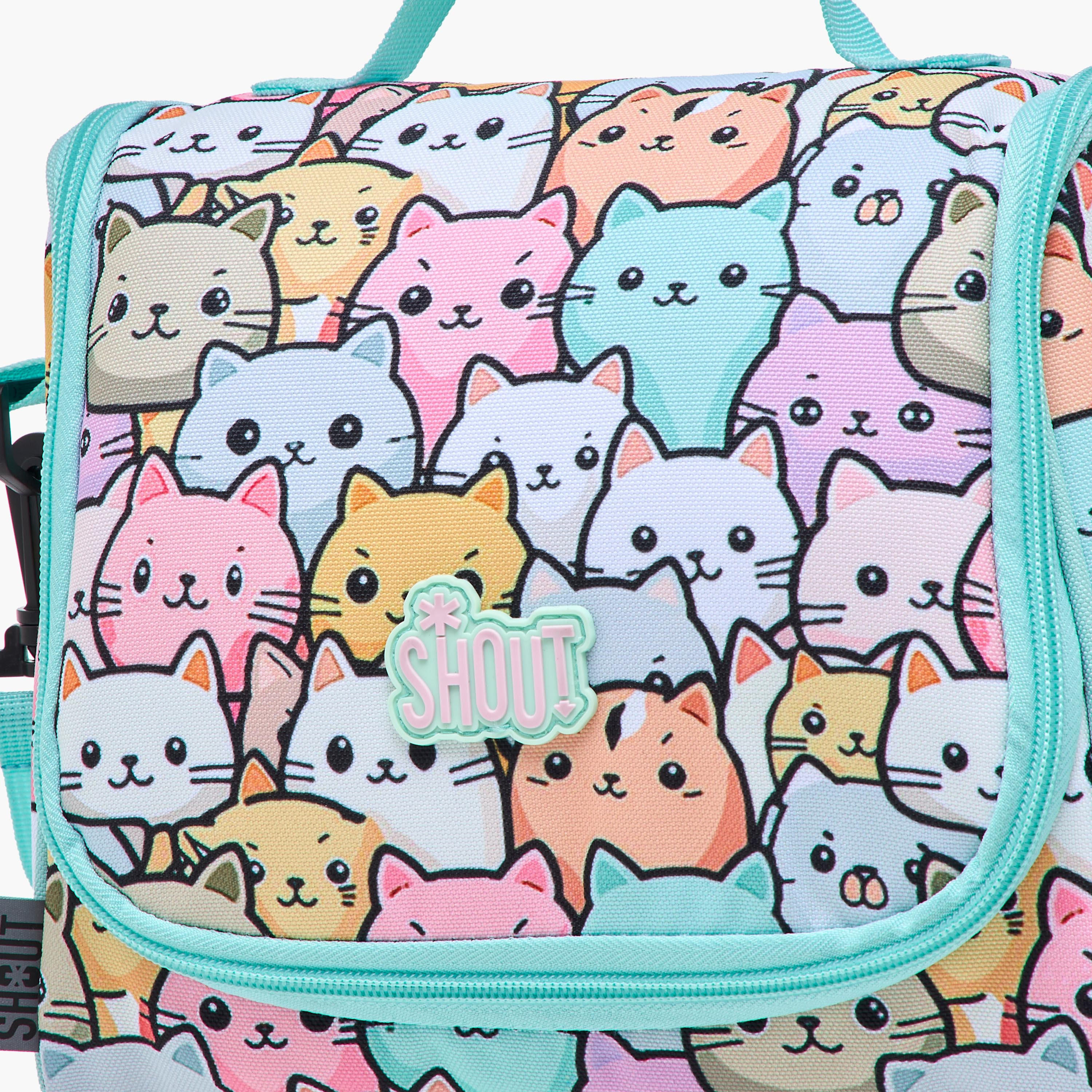 SHOUT Cat Print Lunch Bag with Adjustable Strap and Zip Closure-school-lunchessentials-lunchbags-image-5