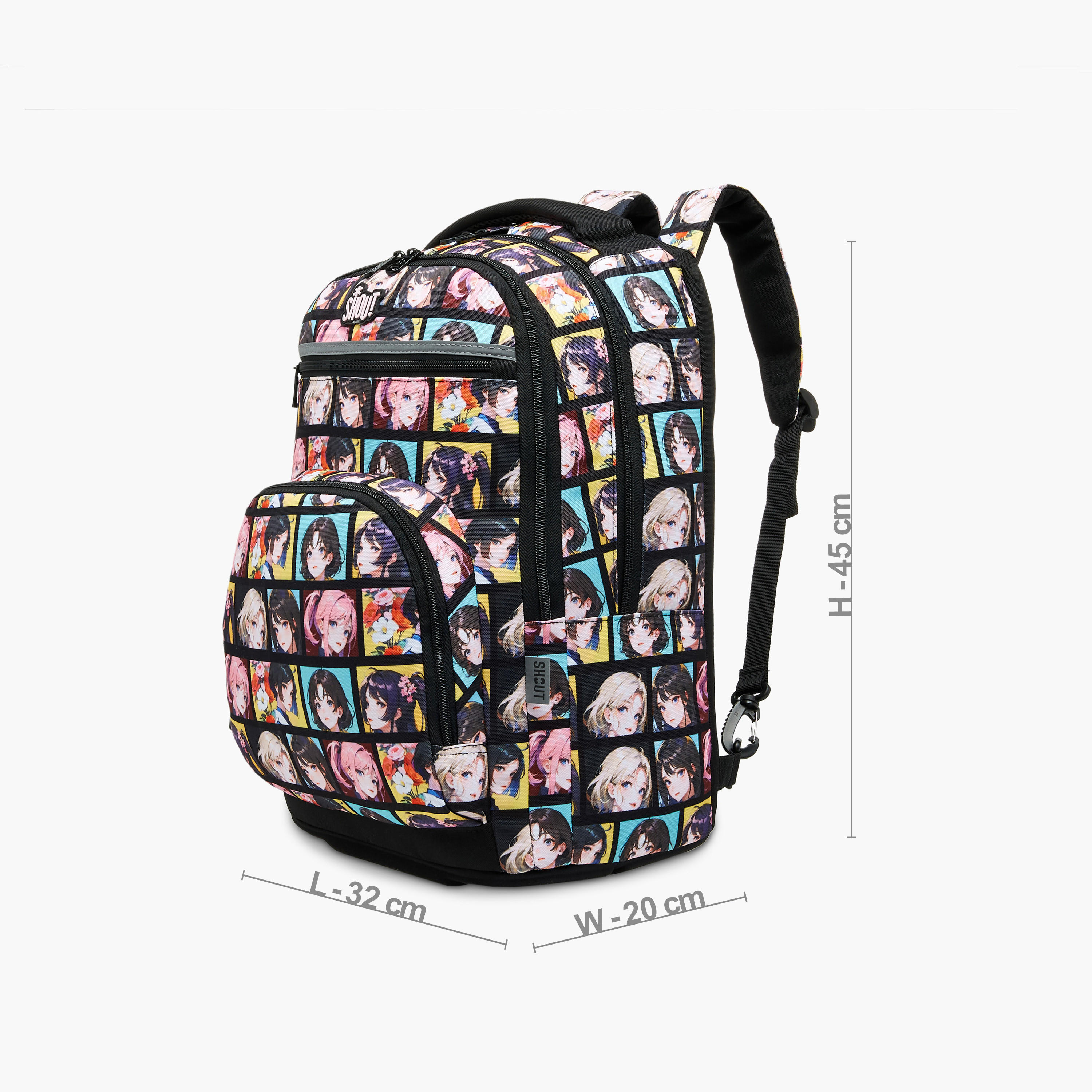 شنطة ظهر بطبعات أنمي بـ3 أقسام بحمّالات قابلة للتعديل وسحاب إغلاق - 32 × 20 × 45 سم-school-bagsandbackpacks-backpacks-image-2