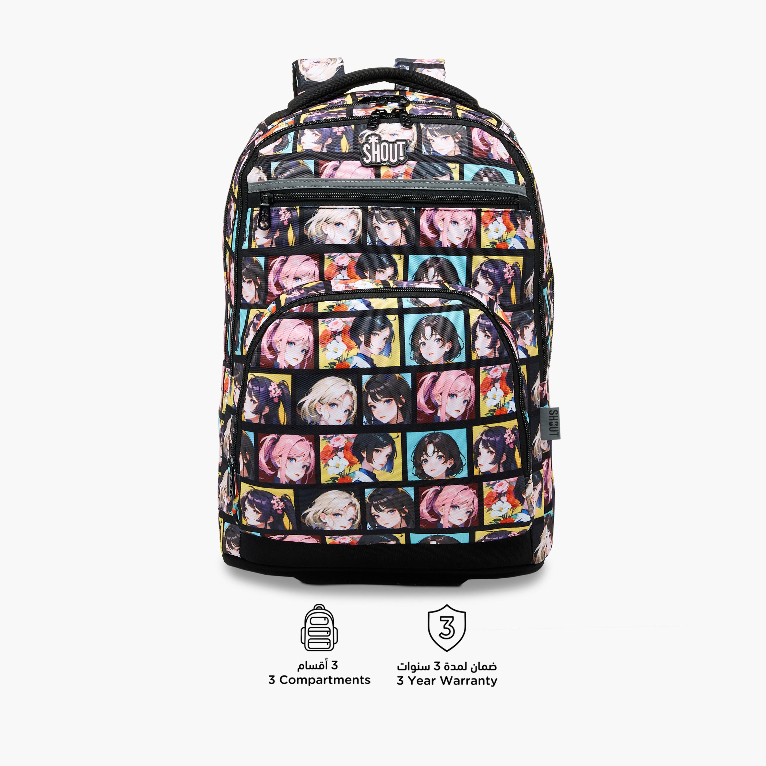 شنطة ظهر بطبعات أنمي بـ3 أقسام بحمّالات قابلة للتعديل وسحاب إغلاق - 32 × 20 × 45 سم-school-bagsandbackpacks-backpacks-image-4