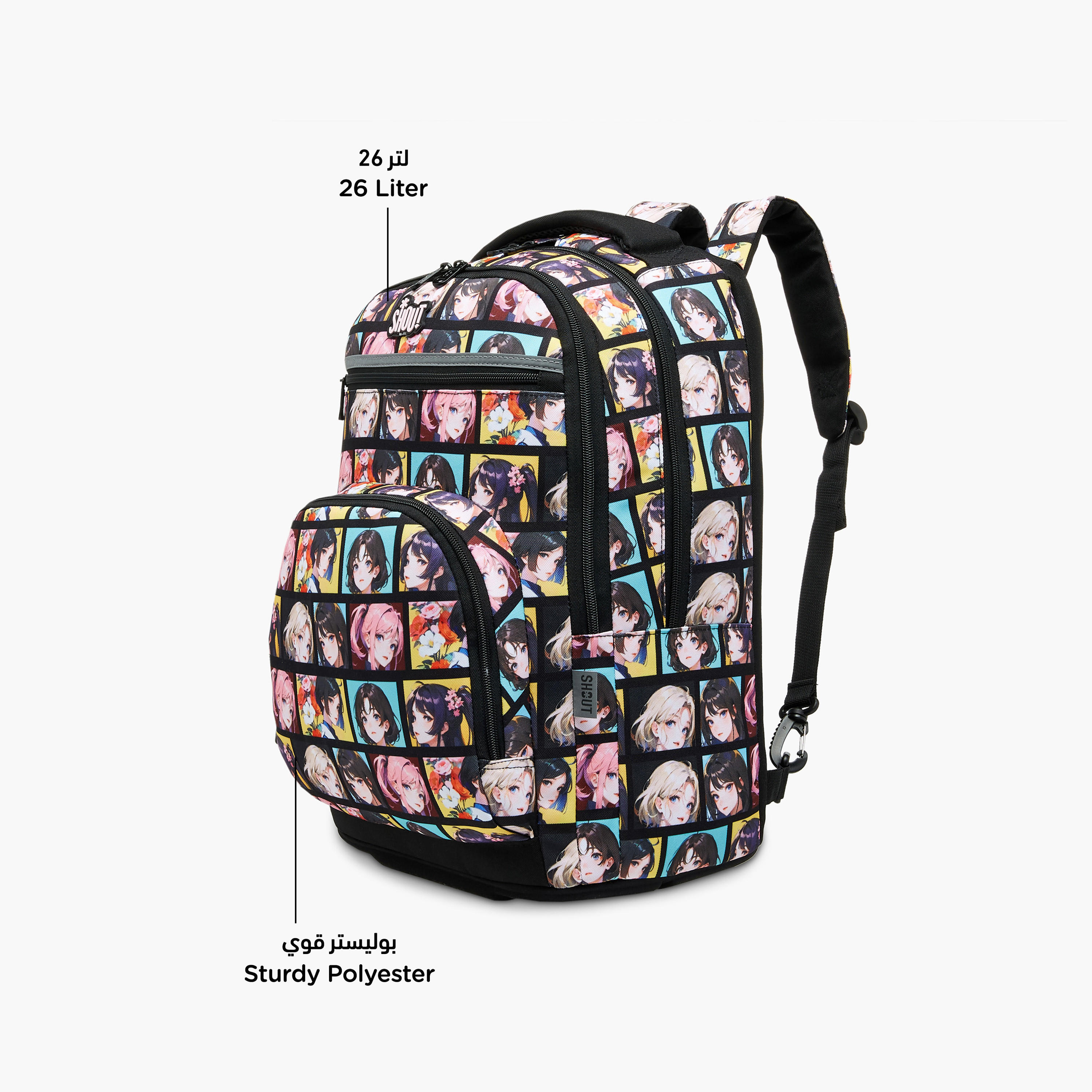 شنطة ظهر بطبعات أنمي بـ3 أقسام بحمّالات قابلة للتعديل وسحاب إغلاق - 32 × 20 × 45 سم-school-bagsandbackpacks-backpacks-image-6
