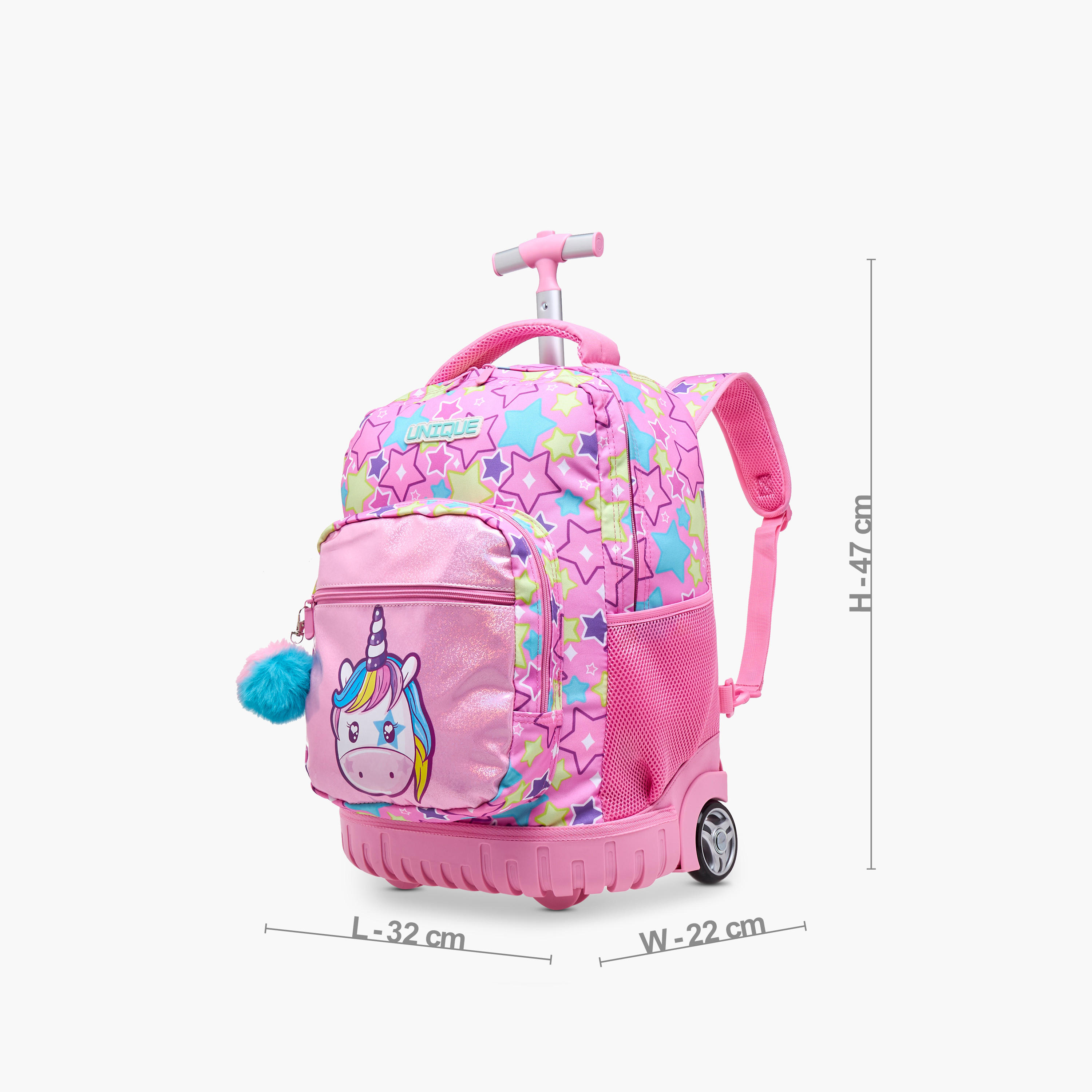 Unique-O Unicorn Trolley Bag for Girls 5-8 Years with Retractable Handle -school-bagsandbackpacks-trolleybags-image-2