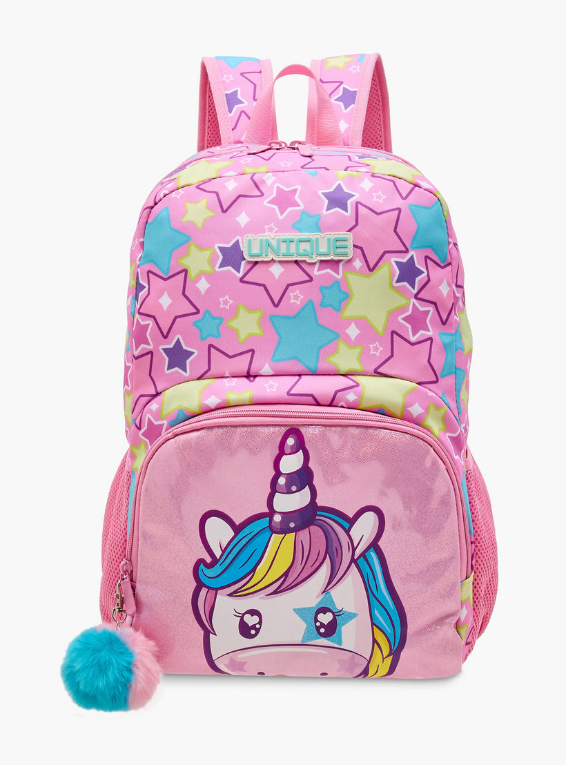 Unique-O Unicorn Print Backpack with Adjustable Straps and Zip Closure - 30x19x45 cms-school-bagsandbackpacks-backpacks-image-1