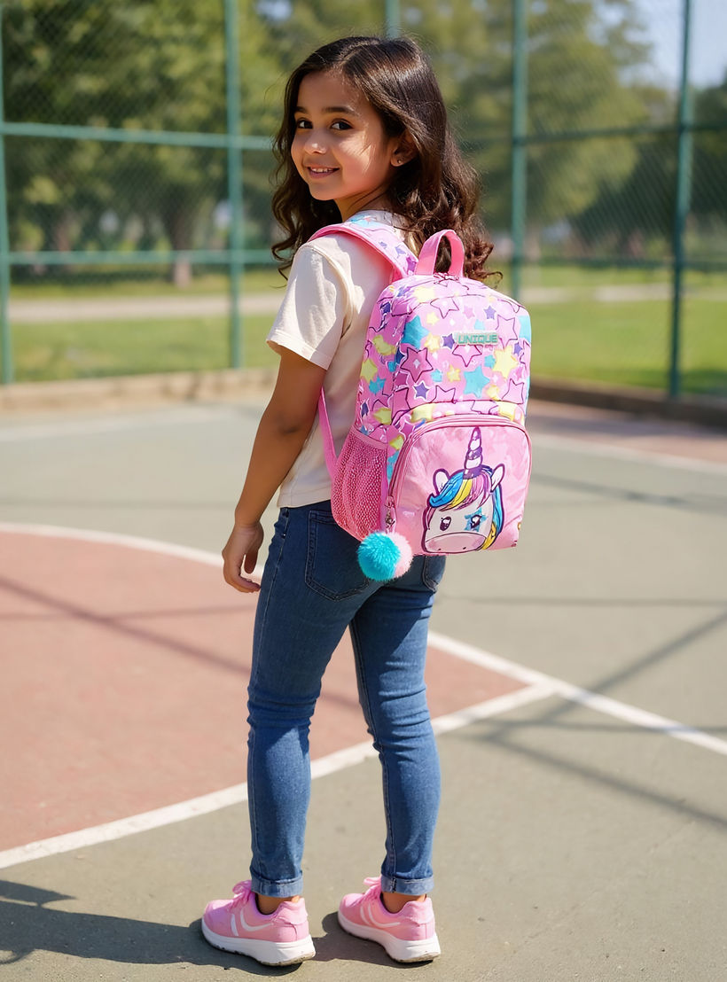 Unique-O Unicorn Print Backpack with Adjustable Straps and Zip Closure - 30x19x45 cms-school-bagsandbackpacks-backpacks-image-2