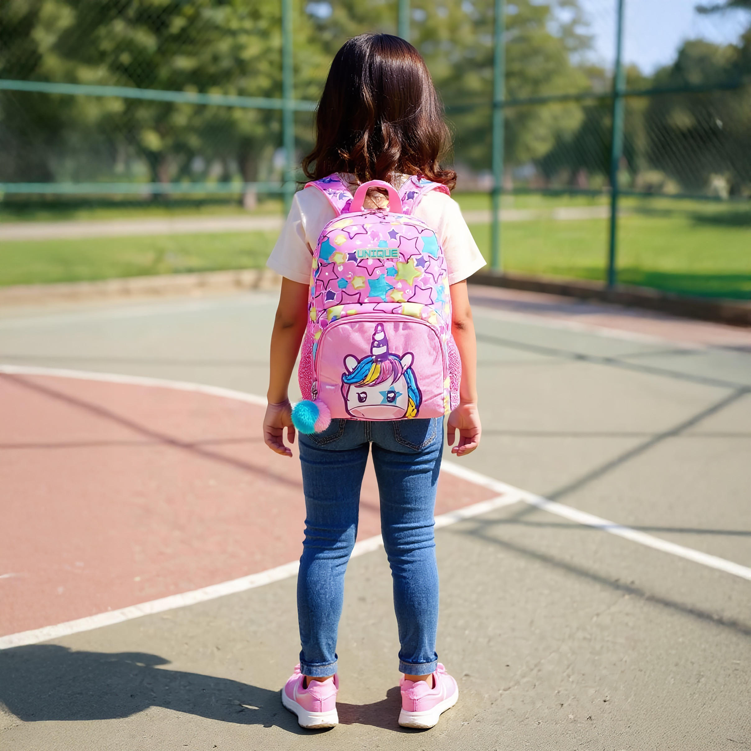 Unique-O Unicorn Print Backpack with Adjustable Straps and Zip Closure - 30x19x45 cms-school-bagsandbackpacks-backpacks-image-3
