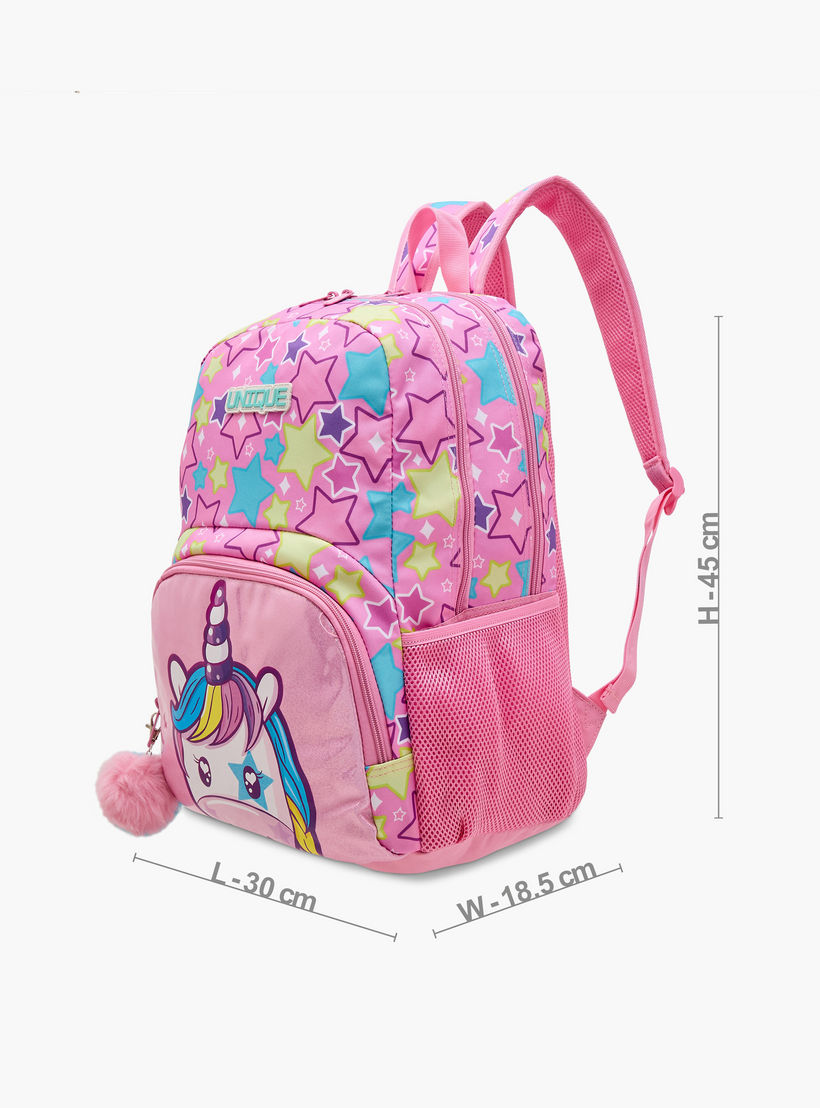 Unique-O Unicorn Print Backpack with Adjustable Straps and Zip Closure - 30x19x45 cms-school-bagsandbackpacks-backpacks-image-4