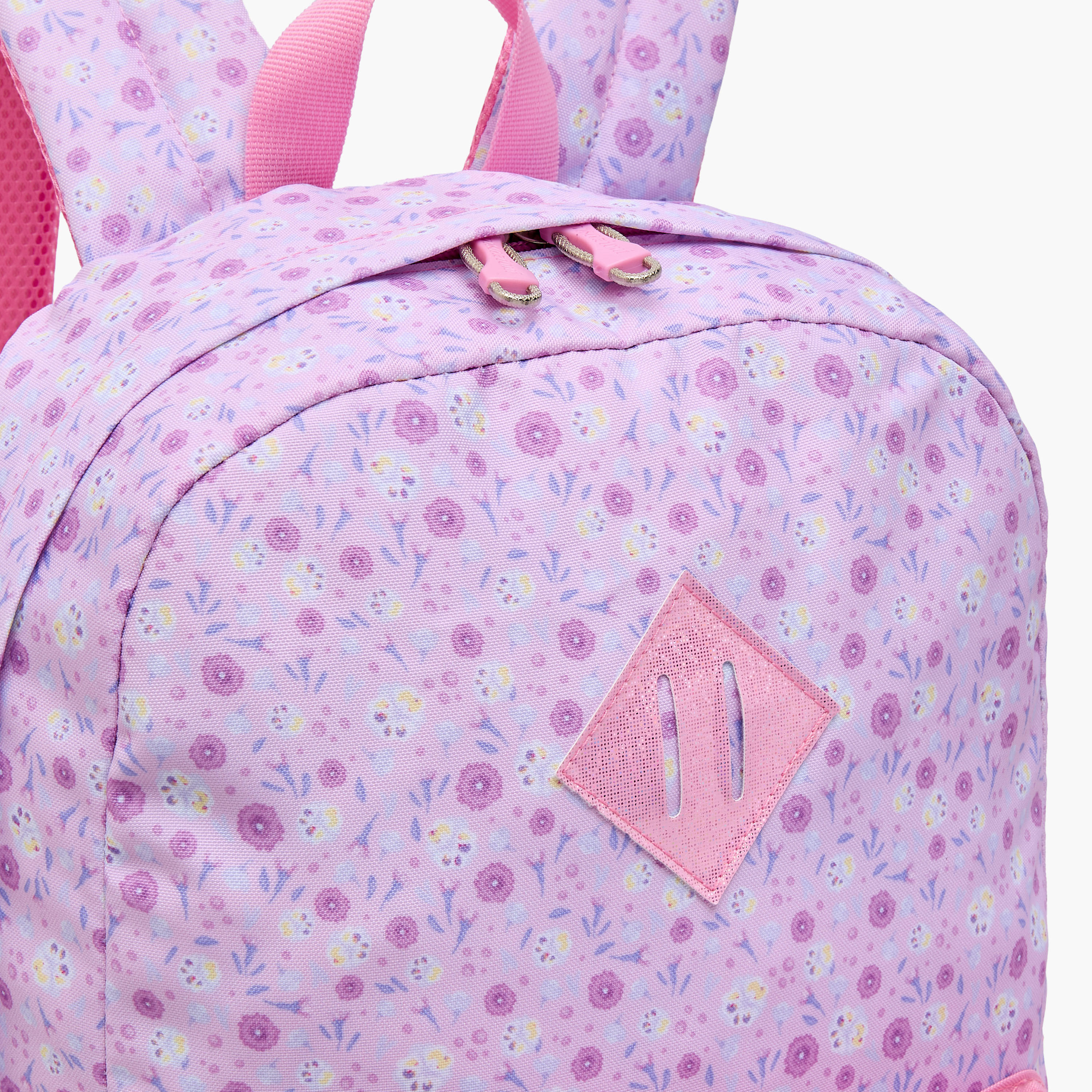 Sensazioni Floral Print Backpack with Pom-Pom Charm and Zip Closure - 30x15x45 cms-school-bagsandbackpacks-backpacks-image-7