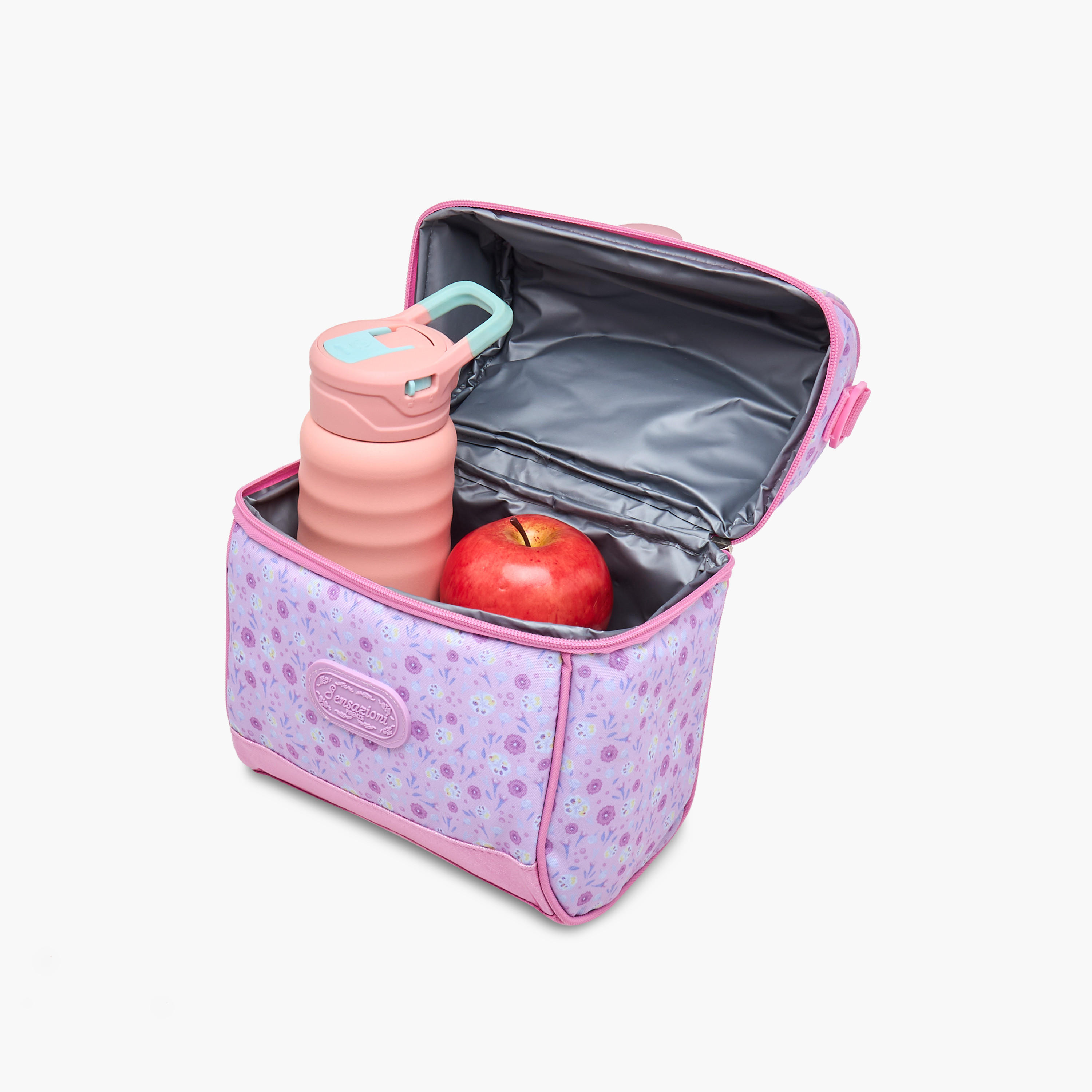 شنطة غداء بطبعات أزهار مع حزام قابل للتعديل وسحاب إغلاق من سينساتزيوني-school-lunchessentials-lunchbags-image-7