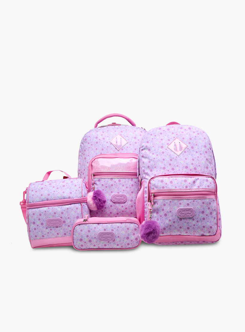 شنطة غداء بطبعات أزهار مع حزام قابل للتعديل وسحاب إغلاق من سينساتزيوني-school-lunchessentials-lunchbags-image-9
