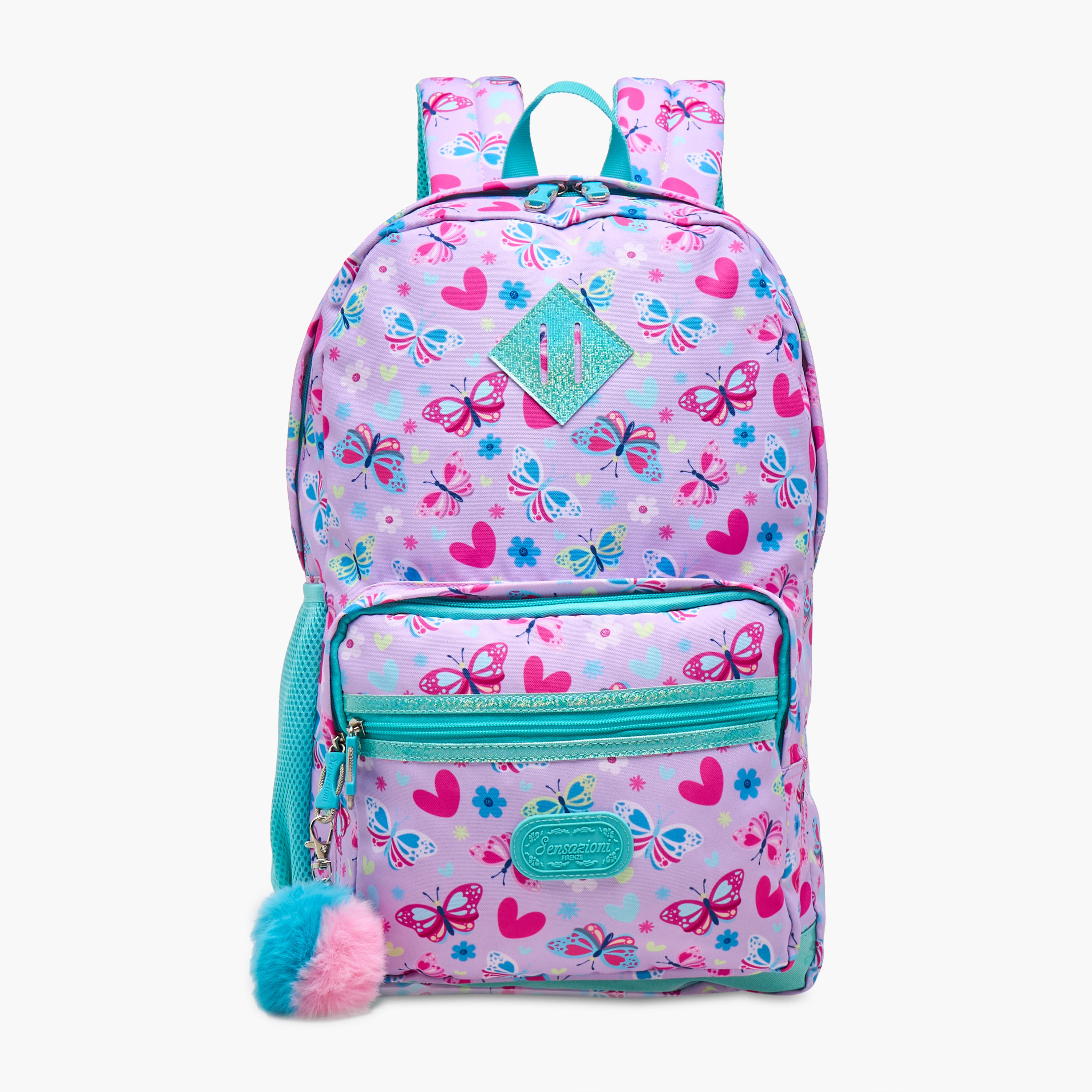 Sensazioni Butterfly Print Backpack with Adjustable Straps and Zip Closure - 30x15x45 cms-school-bagsandbackpacks-backpacks-image-1