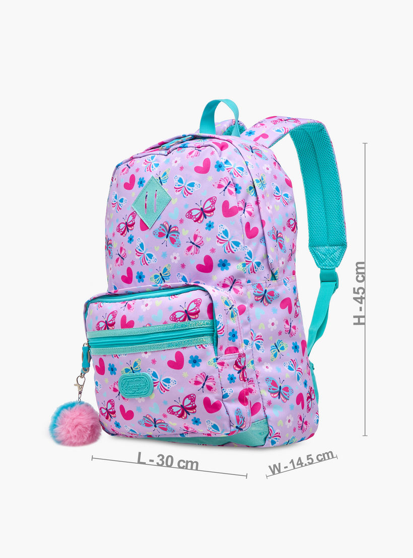 Sensazioni Butterfly Print Backpack with Adjustable Straps and Zip Closure - 30x15x45 cms-school-bagsandbackpacks-backpacks-image-2