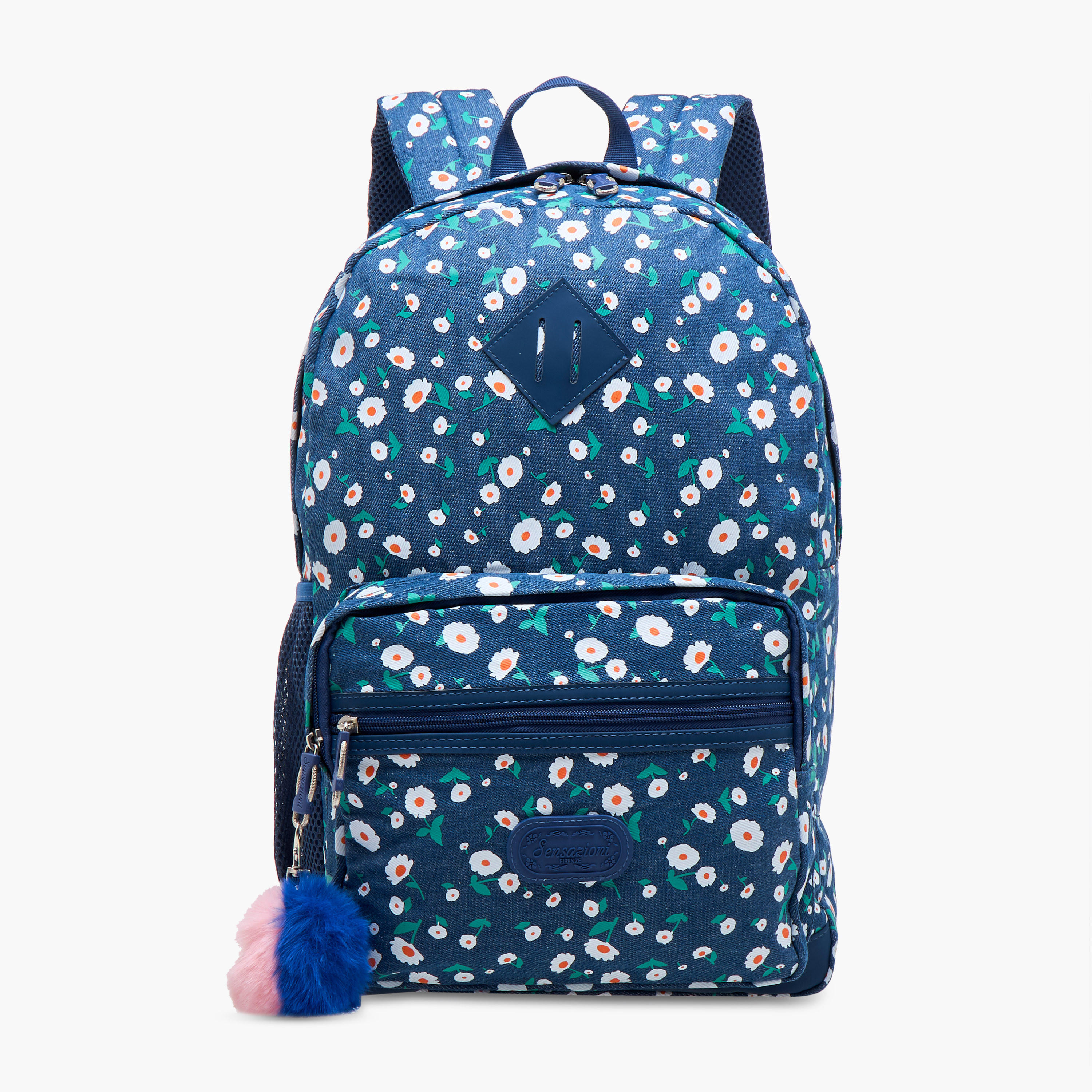 Sensazioni Floral Print Backpack with Adjustable Straps and Zip Closure - 30x15x45 cms-school-bagsandbackpacks-backpacks-image-1