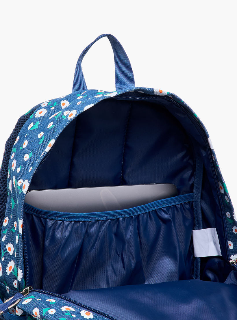 Sensazioni Floral Print Backpack with Adjustable Straps and Zip Closure - 30x15x45 cms-school-bagsandbackpacks-backpacks-image-10