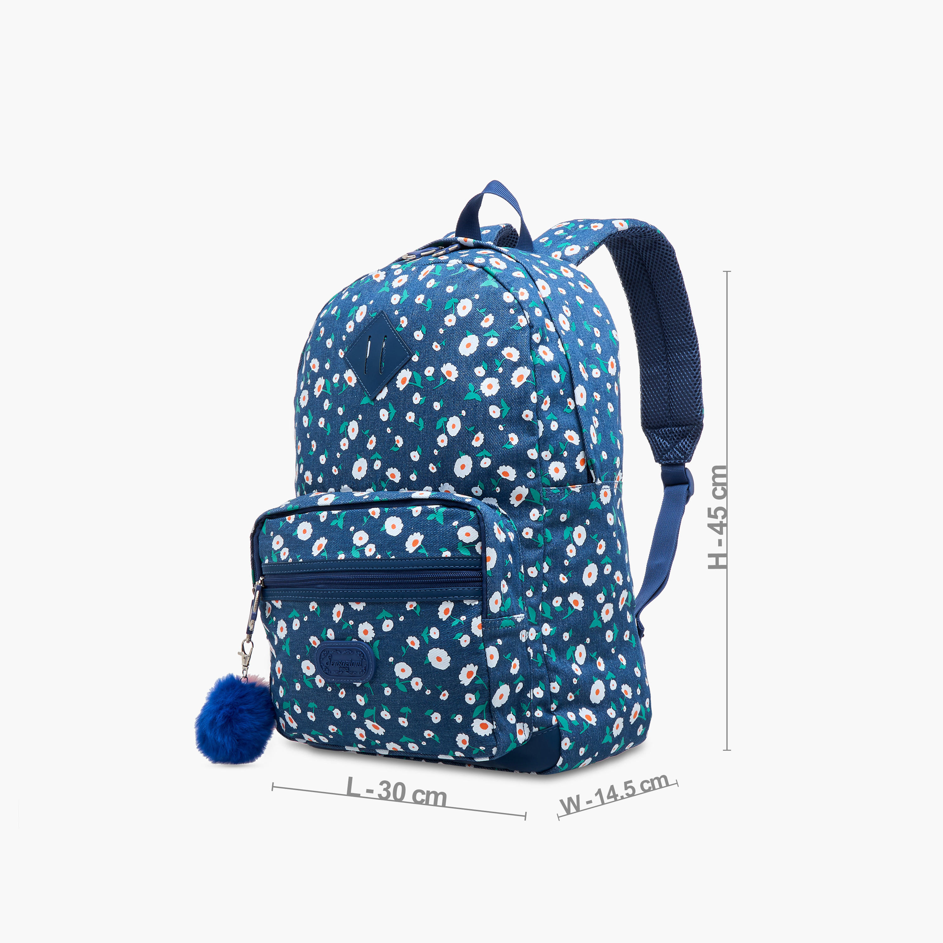 Sensazioni Floral Print Backpack with Adjustable Straps and Zip Closure - 30x15x45 cms-school-bagsandbackpacks-backpacks-image-2