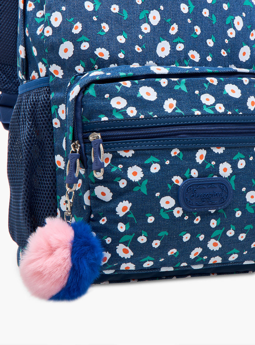 Sensazioni Floral Print Backpack with Adjustable Straps and Zip Closure - 30x15x45 cms-school-bagsandbackpacks-backpacks-image-8