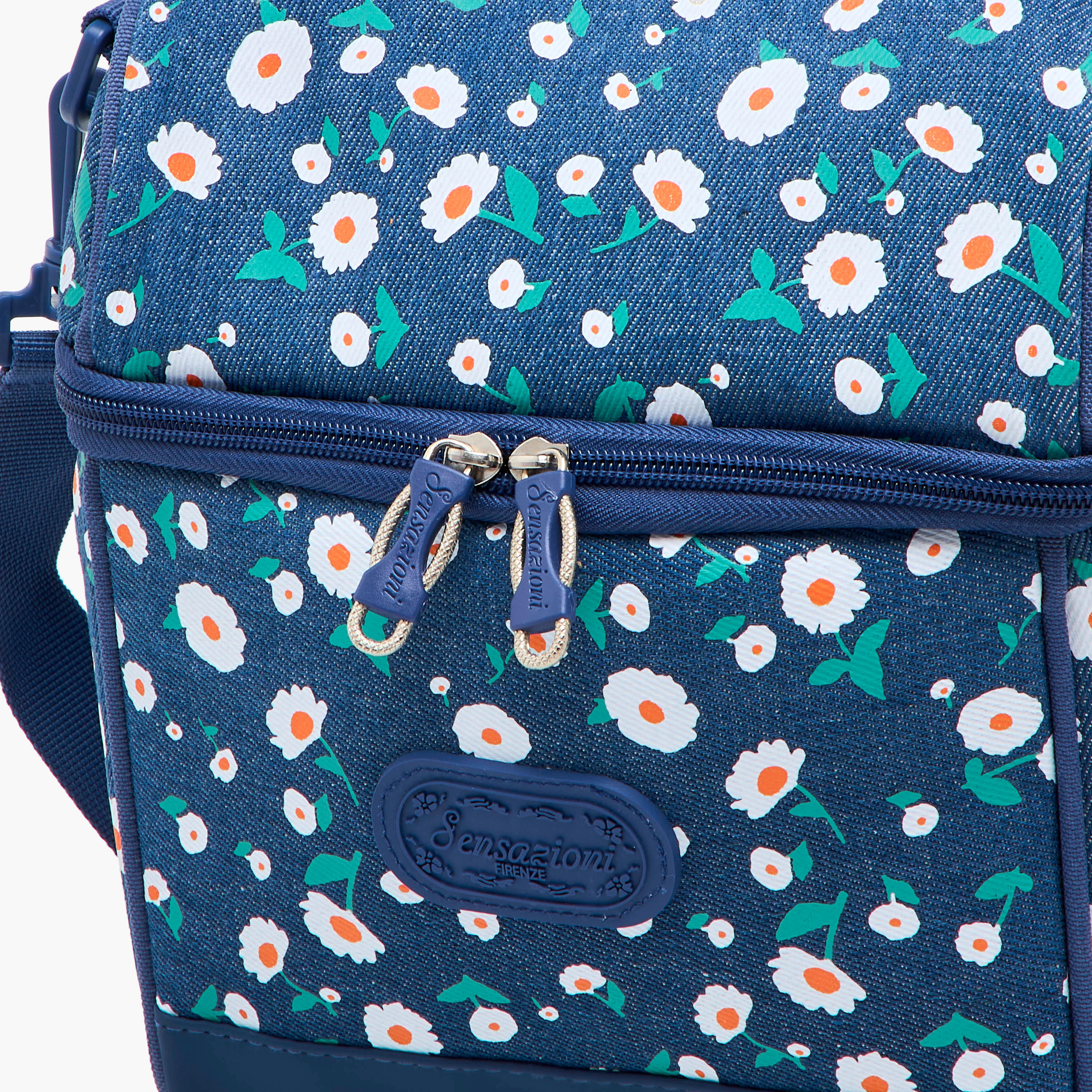 شنطة غداء بطبعات أزهار مع حزام قابل للتعديل وسحاب إغلاق من سينسازيوني-school-lunchessentials-lunchbags-image-5