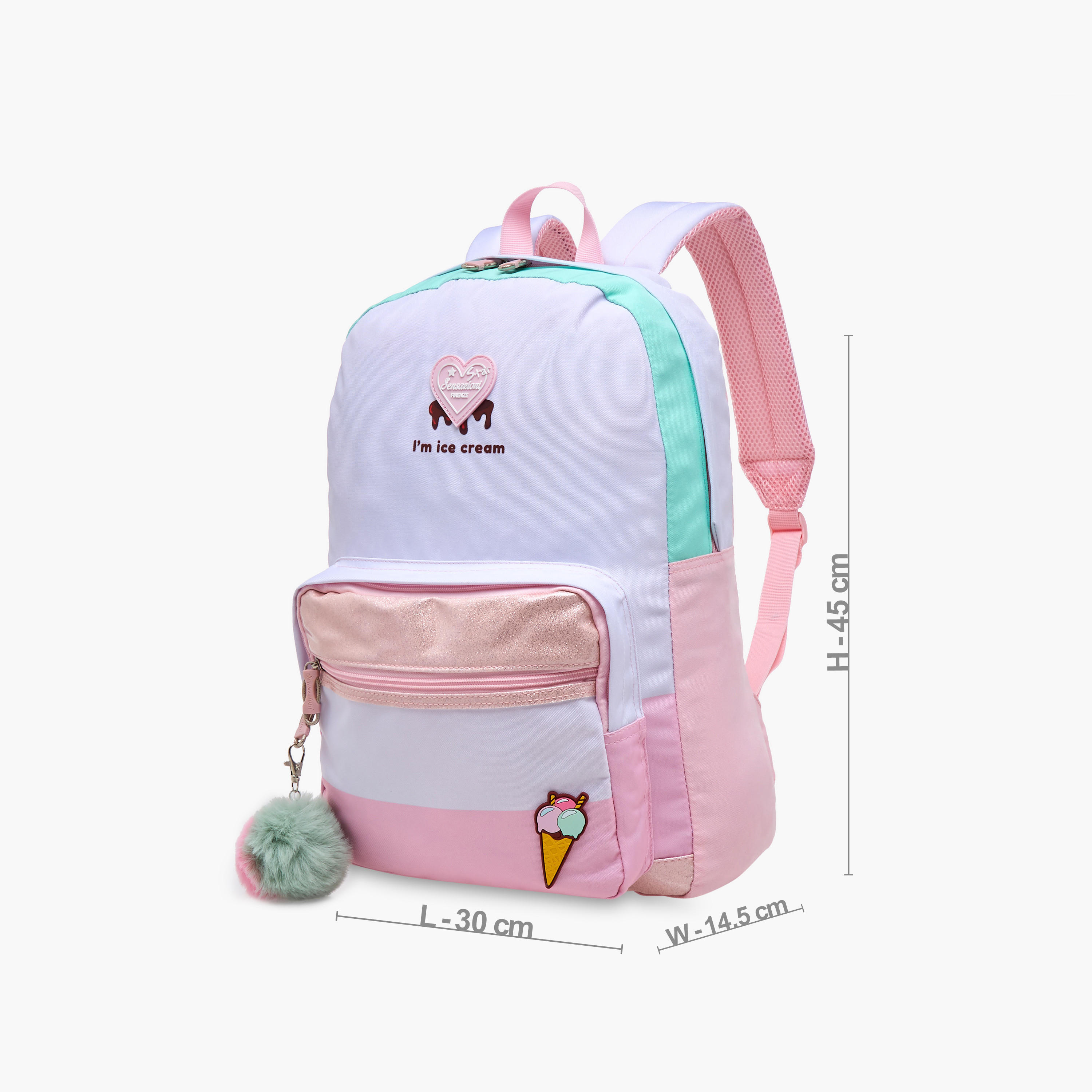 Sensazioni Ice Cream Applique Backpack with Adjustable Straps and Zip Closure - 30x15x45 cms-school-bagsandbackpacks-backpacks-image-2