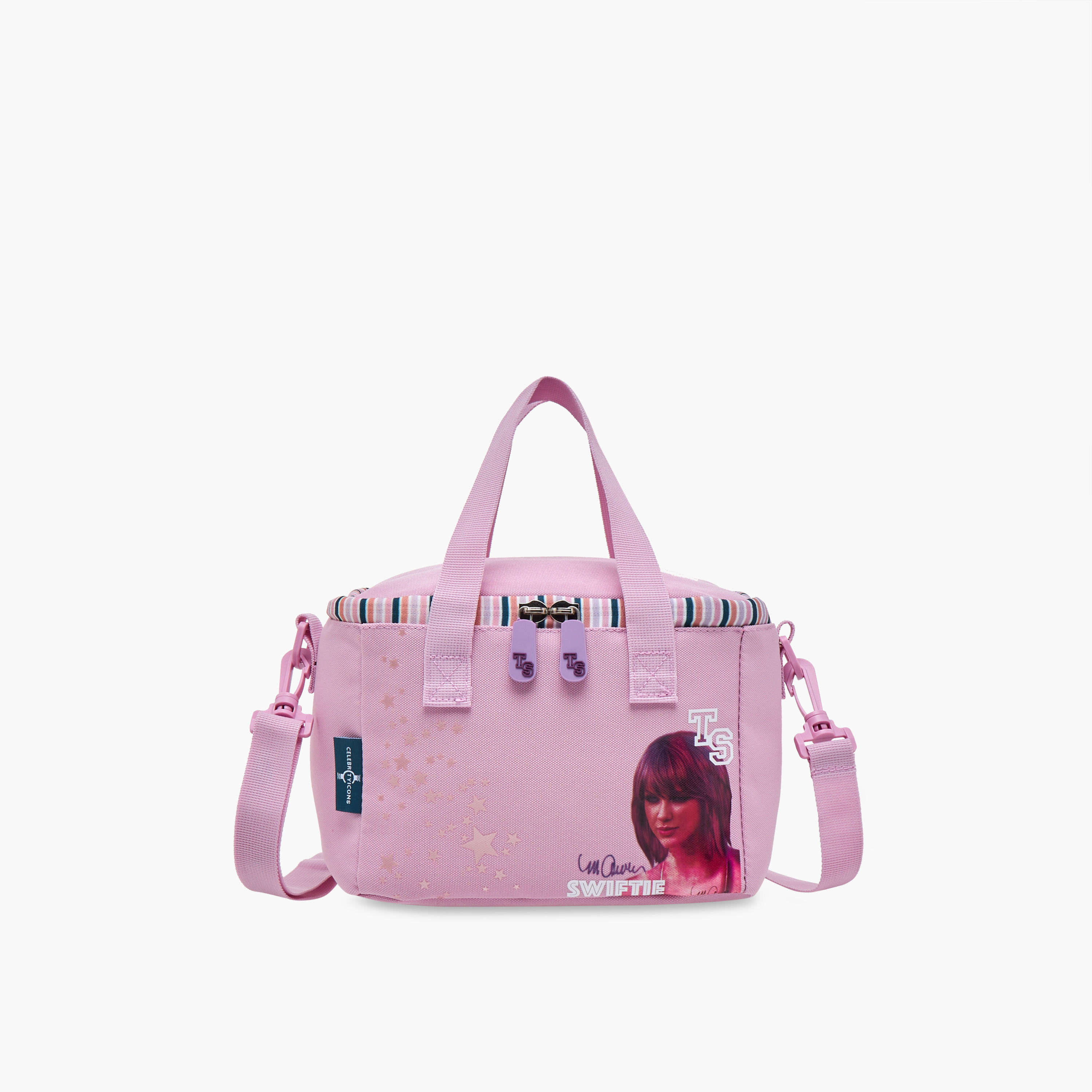 Celebrity Icons Taylor Swift Print Lunch Bag with Adjustable Strap and Zip Closure-school-lunchessentials-lunchbags-image-1