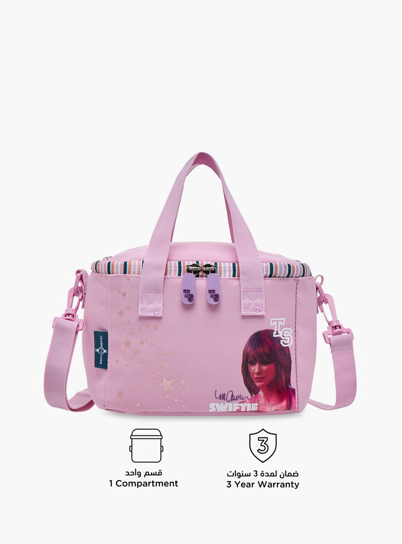 Celebrity Icons Taylor Swift Print Lunch Bag with Adjustable Strap and Zip Closure-school-lunchessentials-lunchbags-image-4