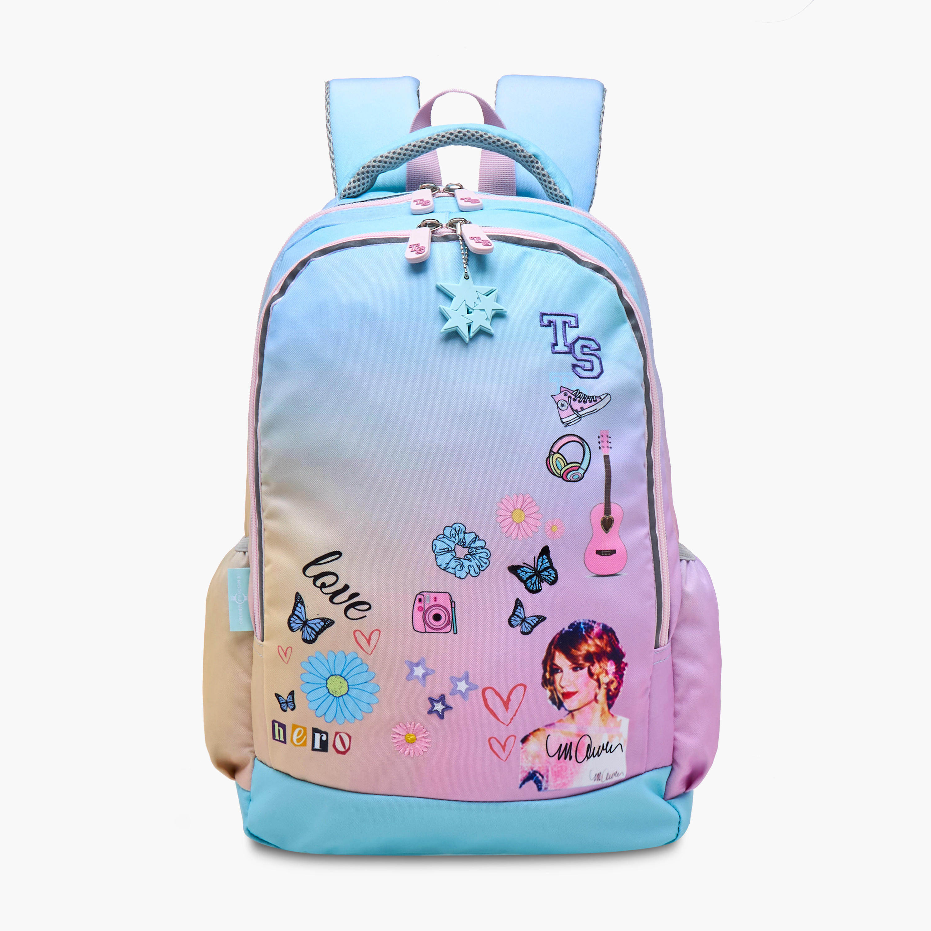 Celebrity Icons Taylor Swift Print Backpack with Laptop Compartment and Zip Closure - 30x15x44 cm-school-bagsandbackpacks-backpacks-image-1