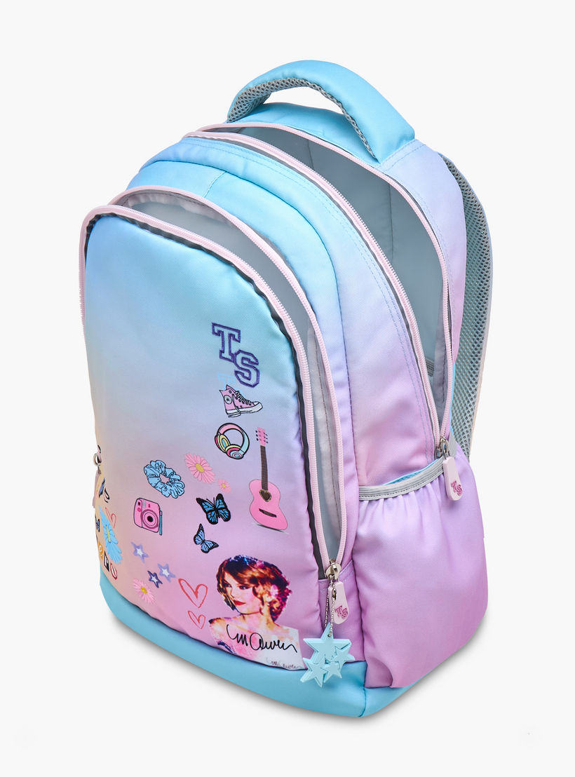 Celebrity Icons Taylor Swift Print Backpack with Laptop Compartment and Zip Closure - 30x15x44 cm-school-bagsandbackpacks-backpacks-image-10