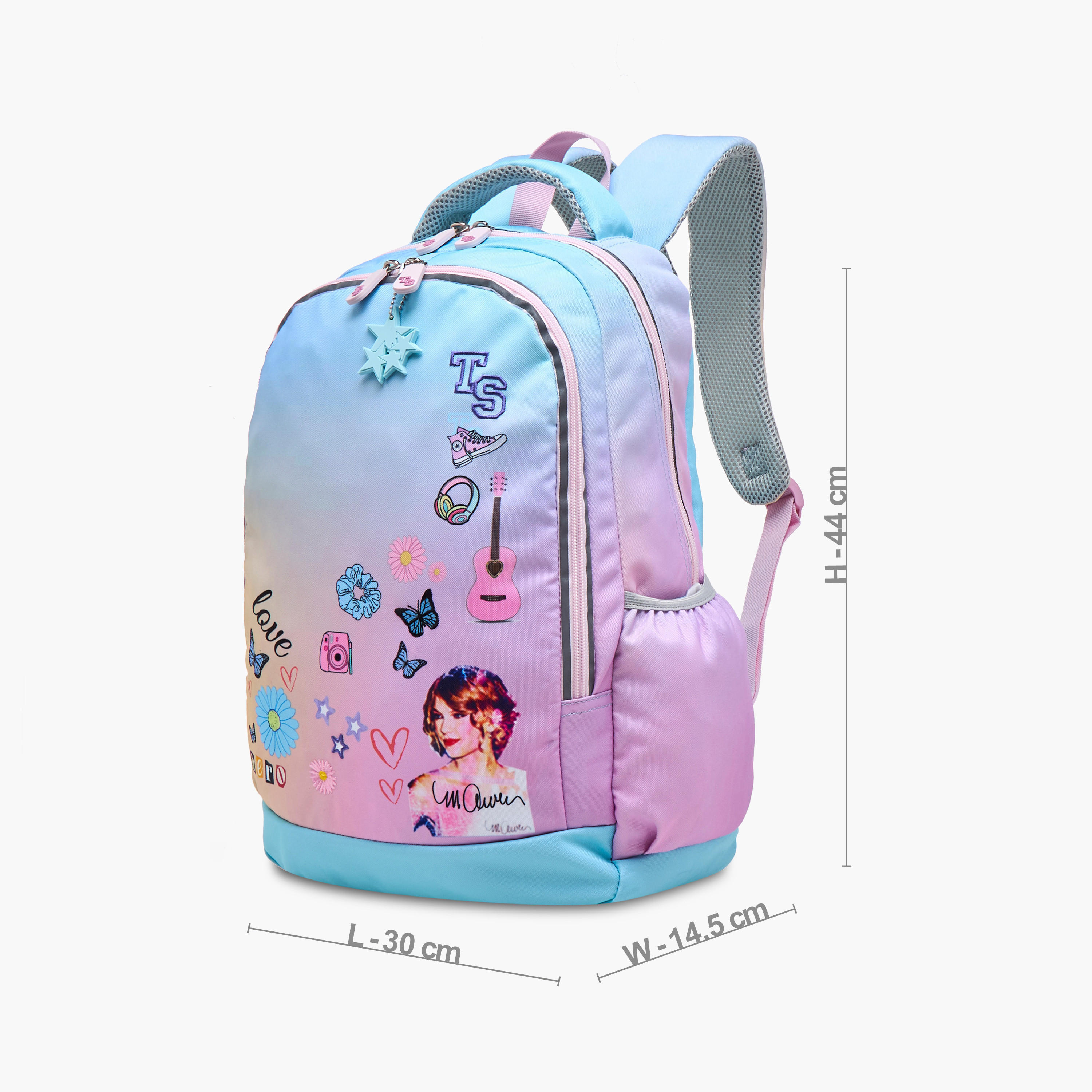 Celebrity Icons Taylor Swift Print Backpack with Laptop Compartment and Zip Closure - 30x15x44 cm-school-bagsandbackpacks-backpacks-image-2