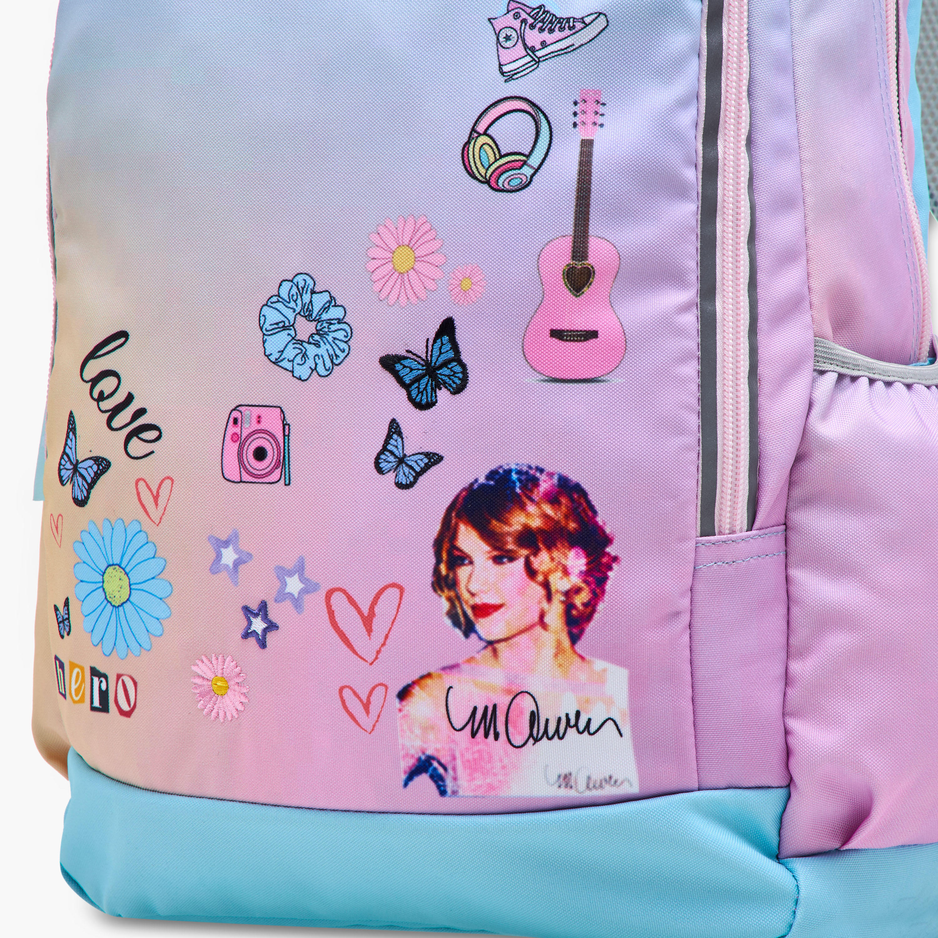 Celebrity Icons Taylor Swift Print Backpack with Laptop Compartment and Zip Closure - 30x15x44 cm-school-bagsandbackpacks-backpacks-image-7