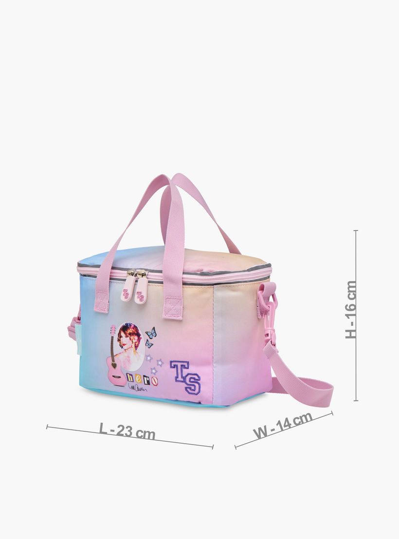 Celebrity Icons Taylor Swift Print Lunch Bag with Adjustable Strap and Zip Closure-school-lunchessentials-lunchbags-image-2