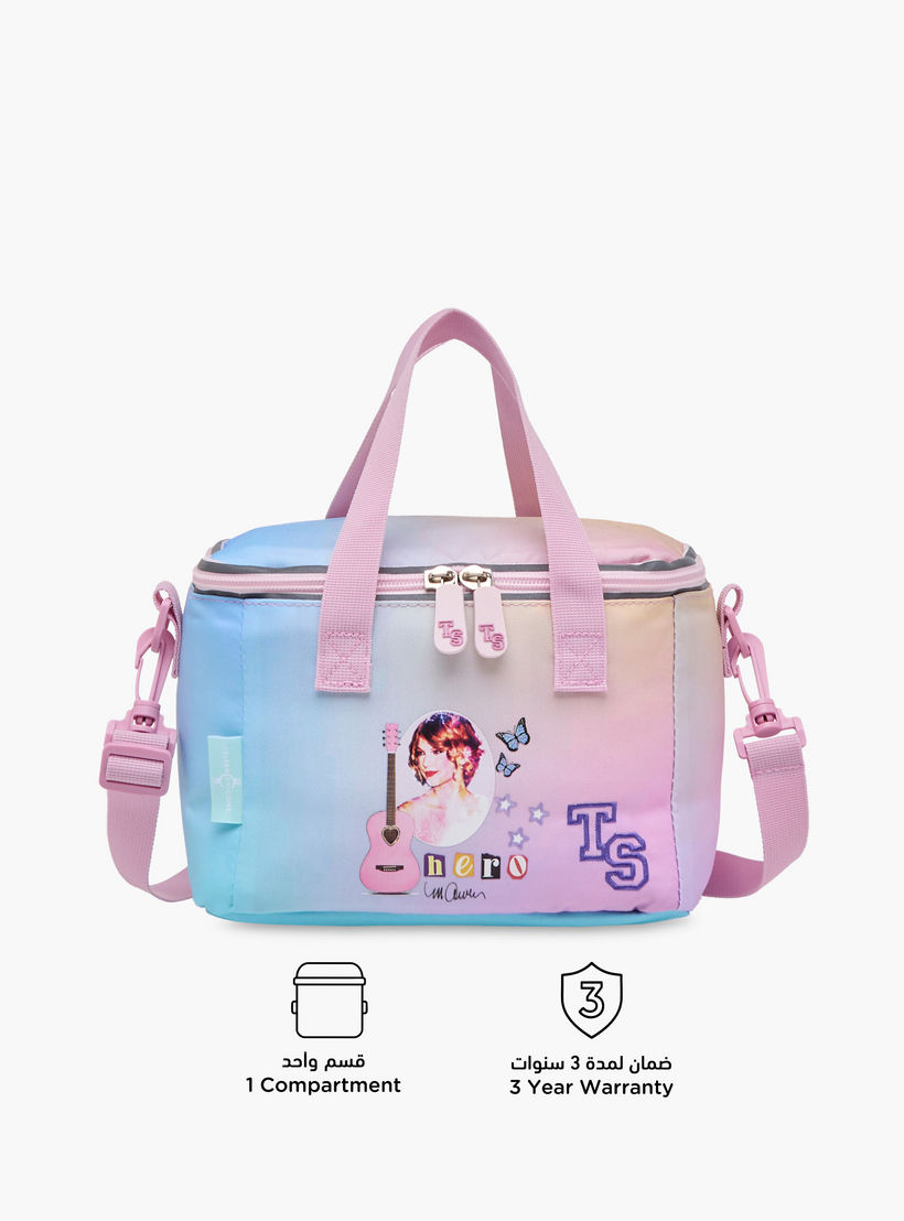 Celebrity Icons Taylor Swift Print Lunch Bag with Adjustable Strap and Zip Closure-school-lunchessentials-lunchbags-image-4